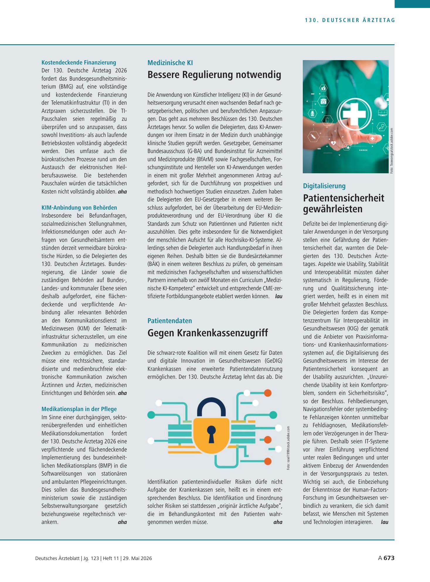 Vorschauseite 1: Digitalisierung: Patientensicherheit gewährleisten – Deutsches Ärzteblatt