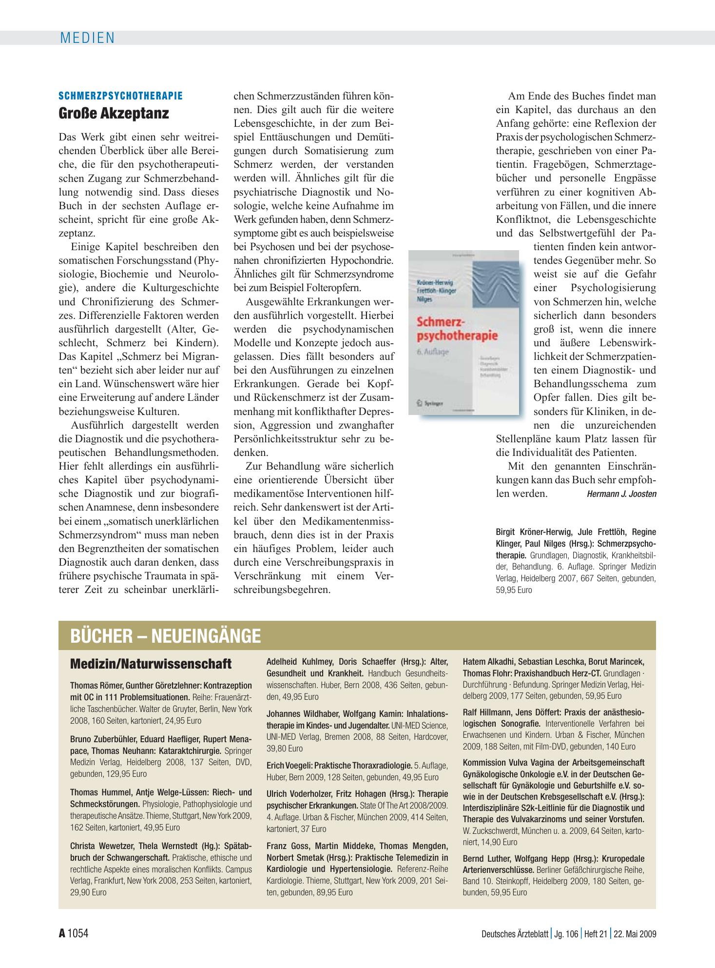 Vorschauseite 1: Bücher – Neueingänge – Deutsches Ärzteblatt