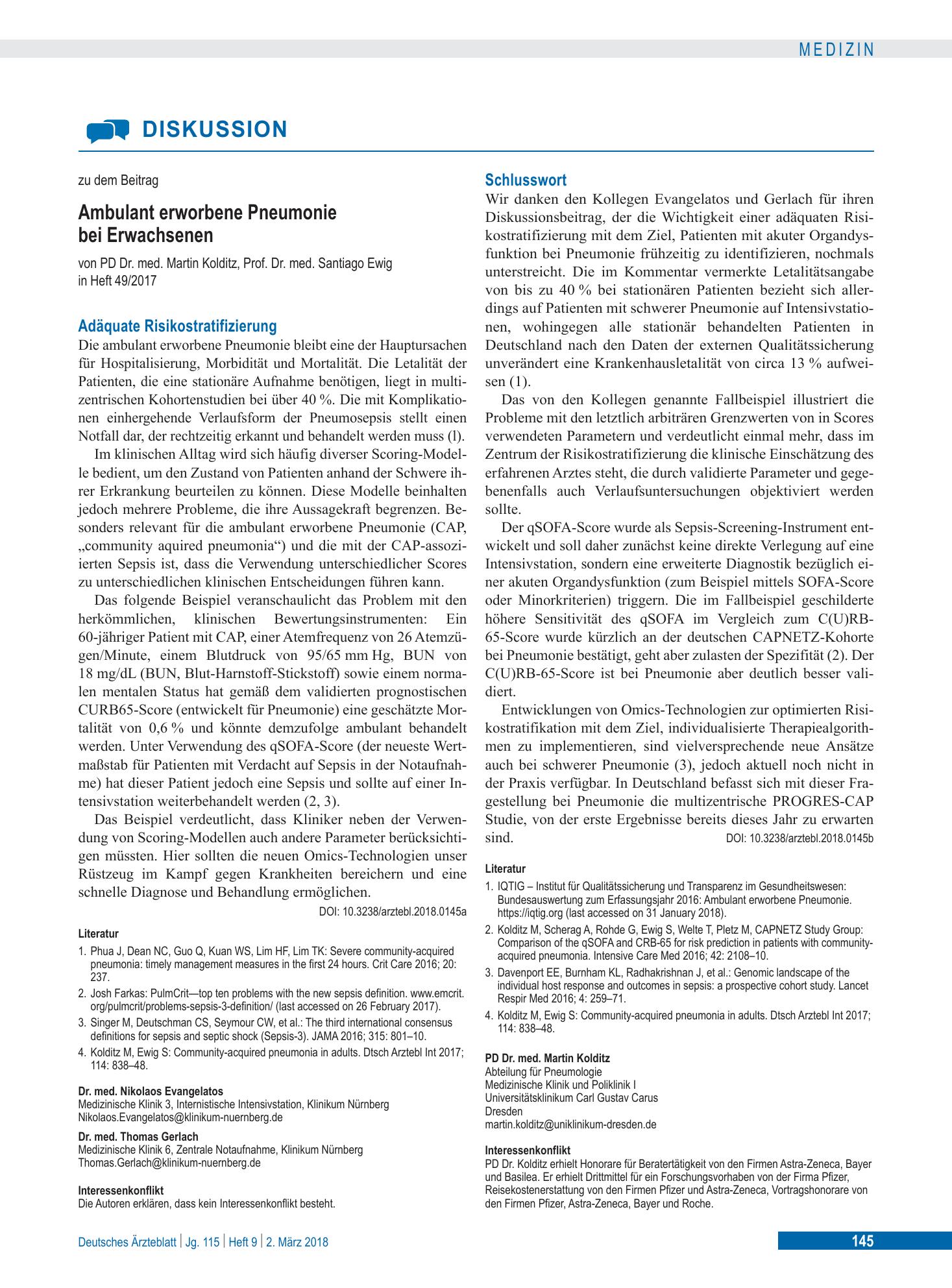 Vorschauseite 1: Adäquate Risikostratifizierung – Deutsches Ärzteblatt