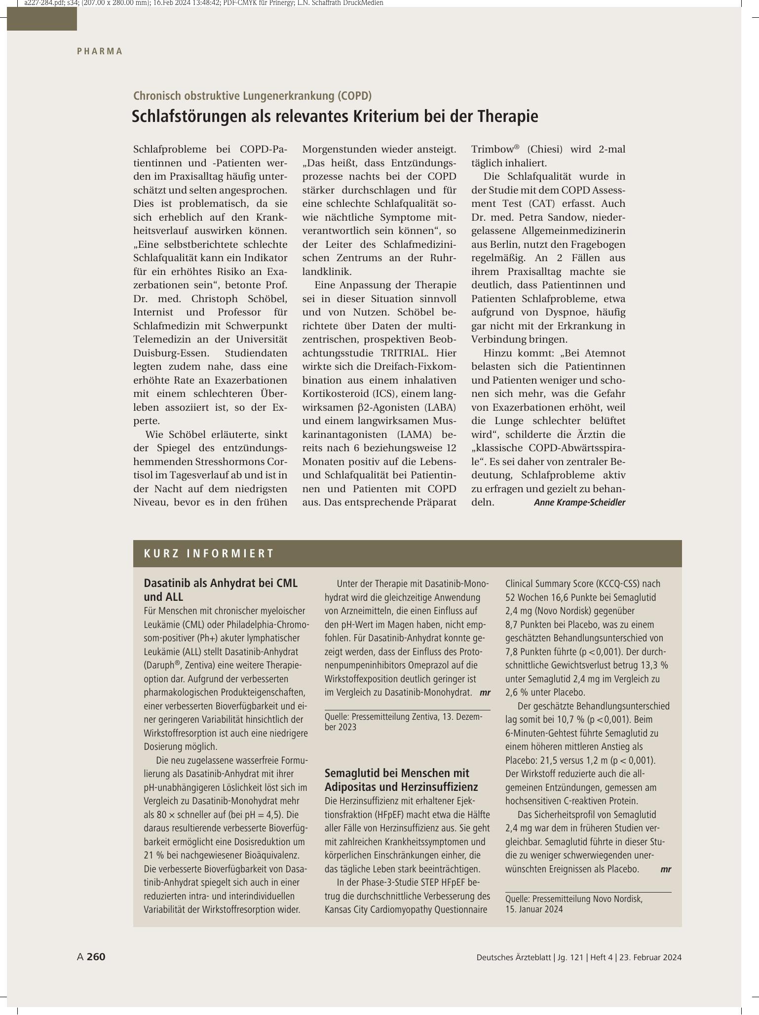 Vorschauseite 1: Kurz informiert – Deutsches Ärzteblatt
