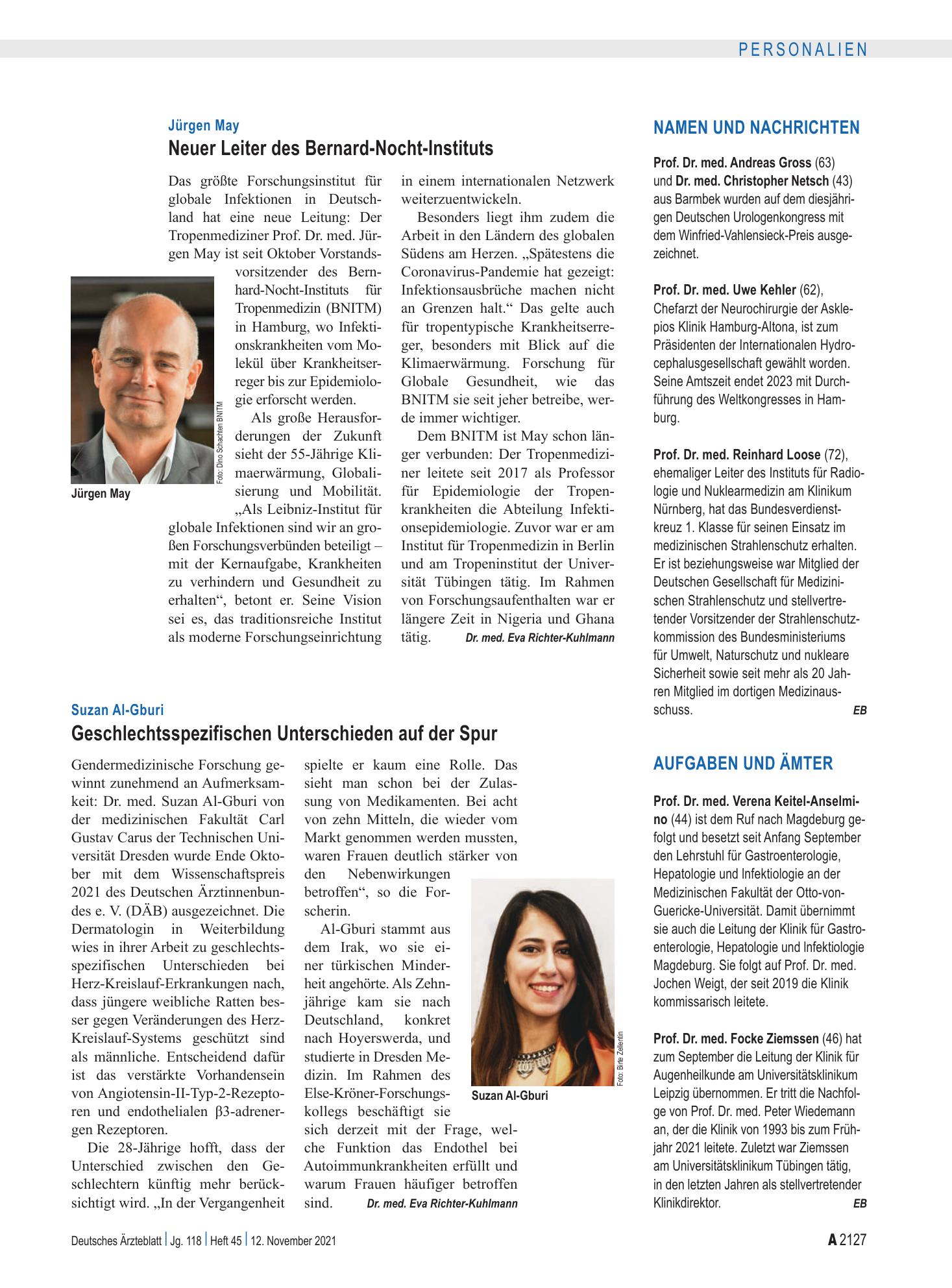 Vorschauseite 1: Aufgaben und Ämter – Deutsches Ärzteblatt