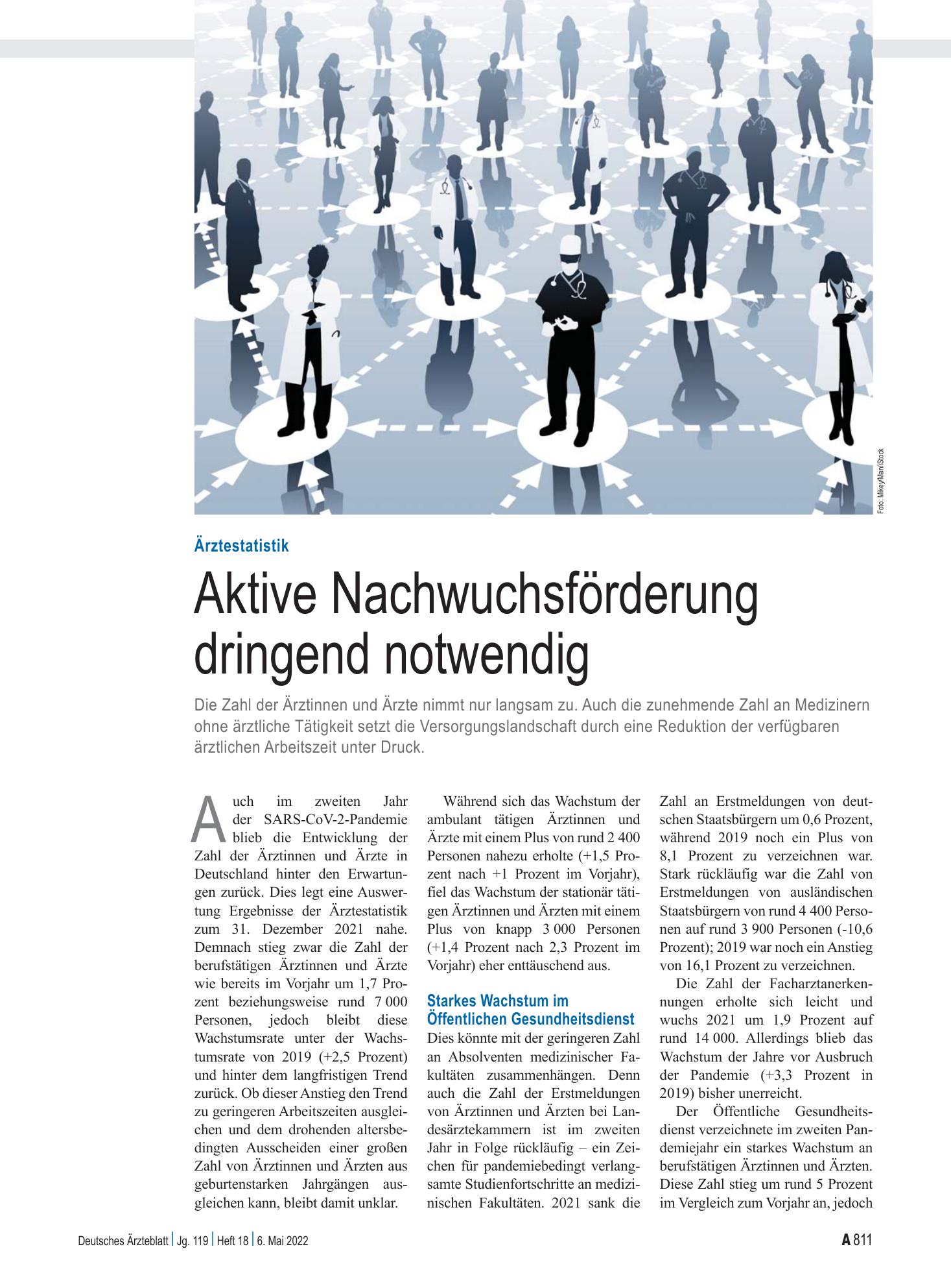 Vorschauseite 1: Ärztestatistik: Aktive Nachwuchsförderung dringend notwendig – Deutsches Ärzteblatt