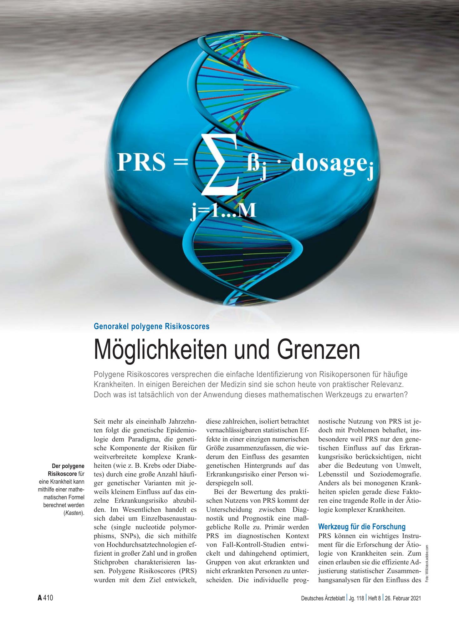 Vorschauseite 1: Genorakel polygene Risikoscores: Möglichkeiten und Grenzen – Deutsches Ärzteblatt