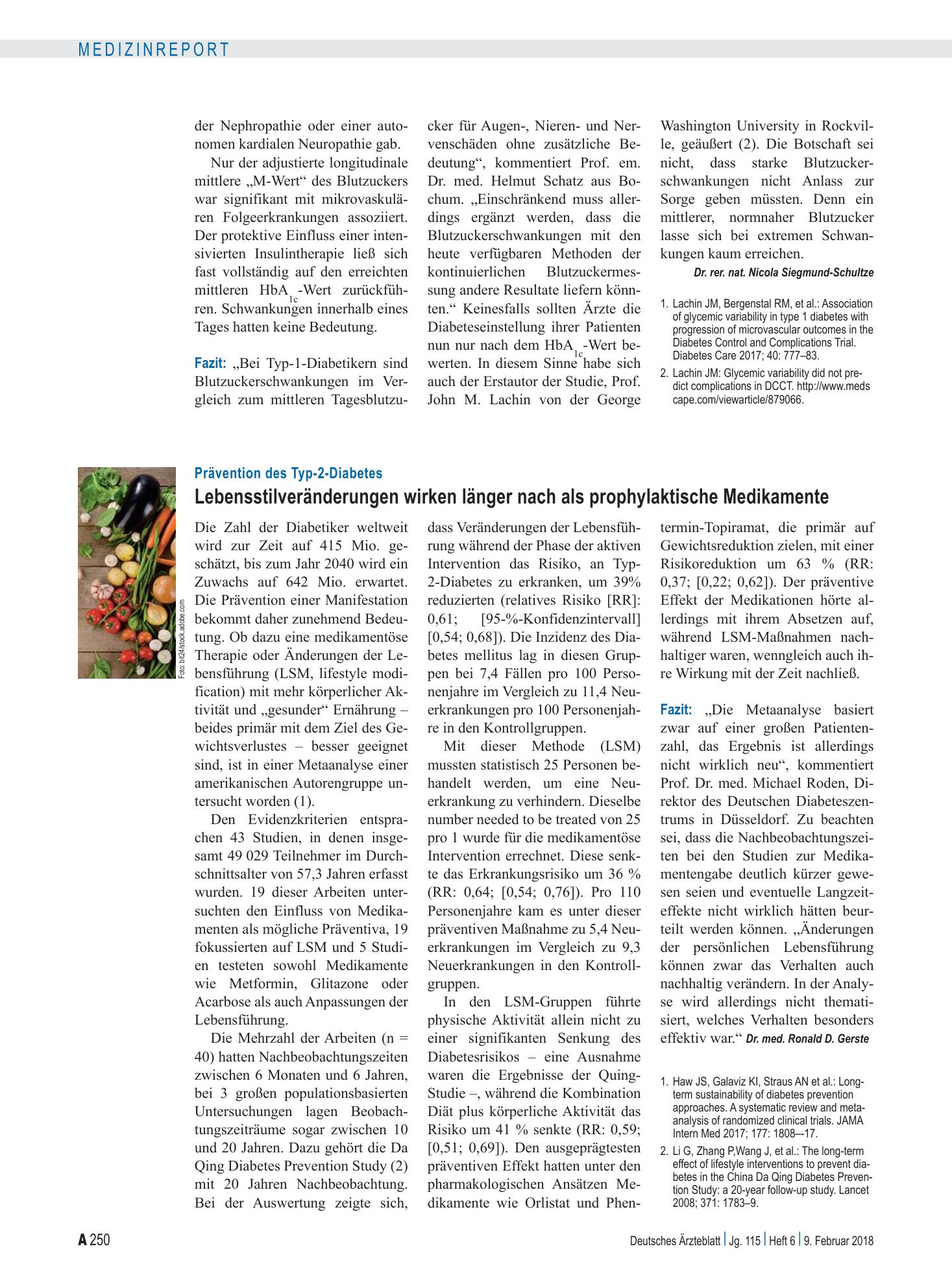Vorschauseite 1: Prävention des Typ-2-Diabetes: Lebensstilveränderungen wirken länger nach als prophylaktische Medikamente – Deutsches Ärzteblatt
