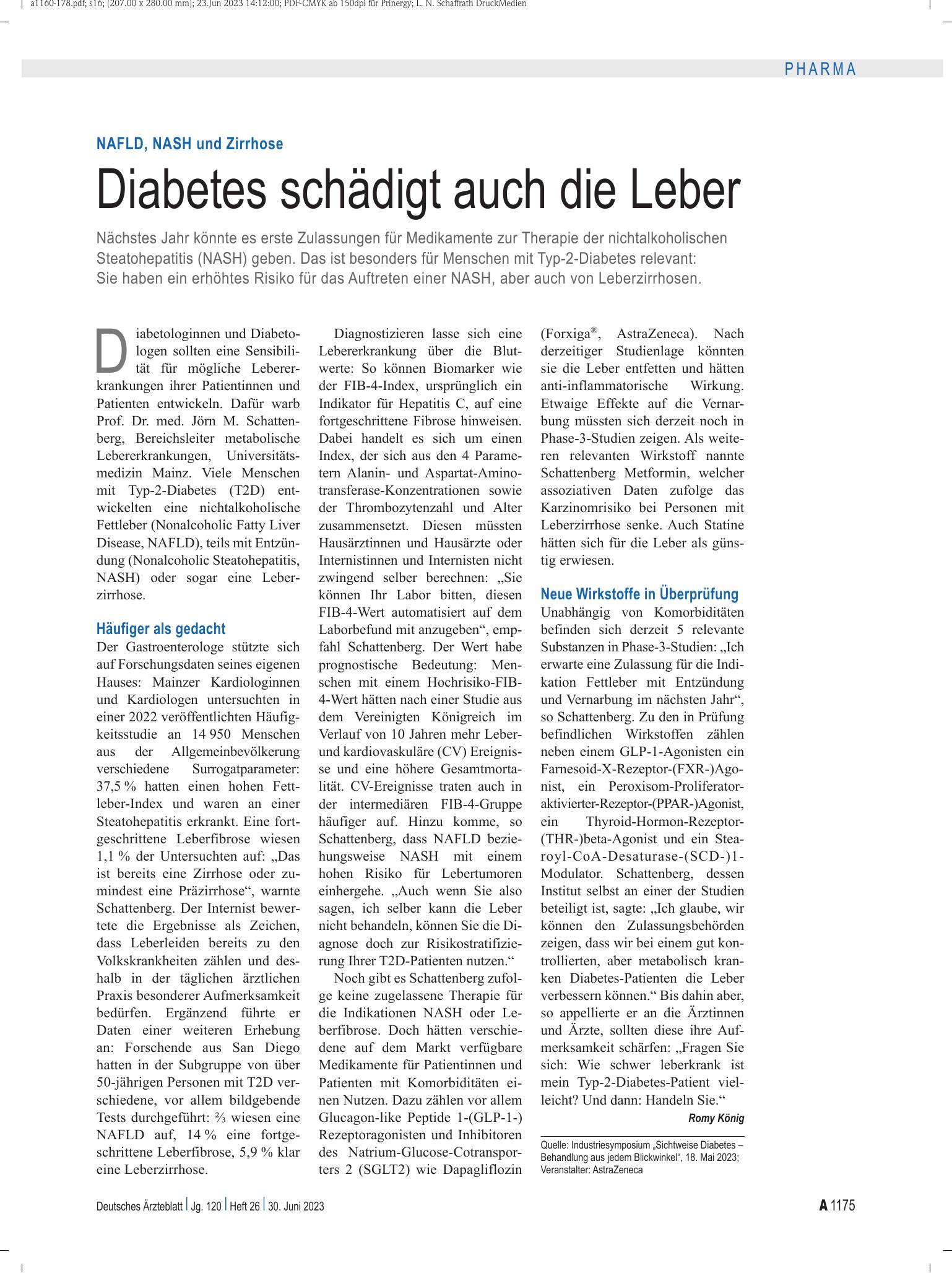 Vorschauseite 1: NAFLD, NASH und Zirrhose: Diabetes schädigt auch die Leber – Deutsches Ärzteblatt