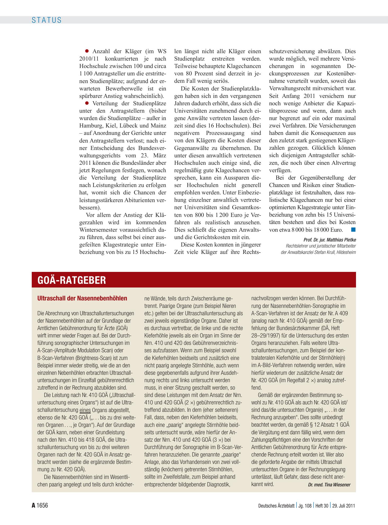 Vorschauseite 1: Ultraschall der Nasennebenhöhlen – Deutsches Ärzteblatt