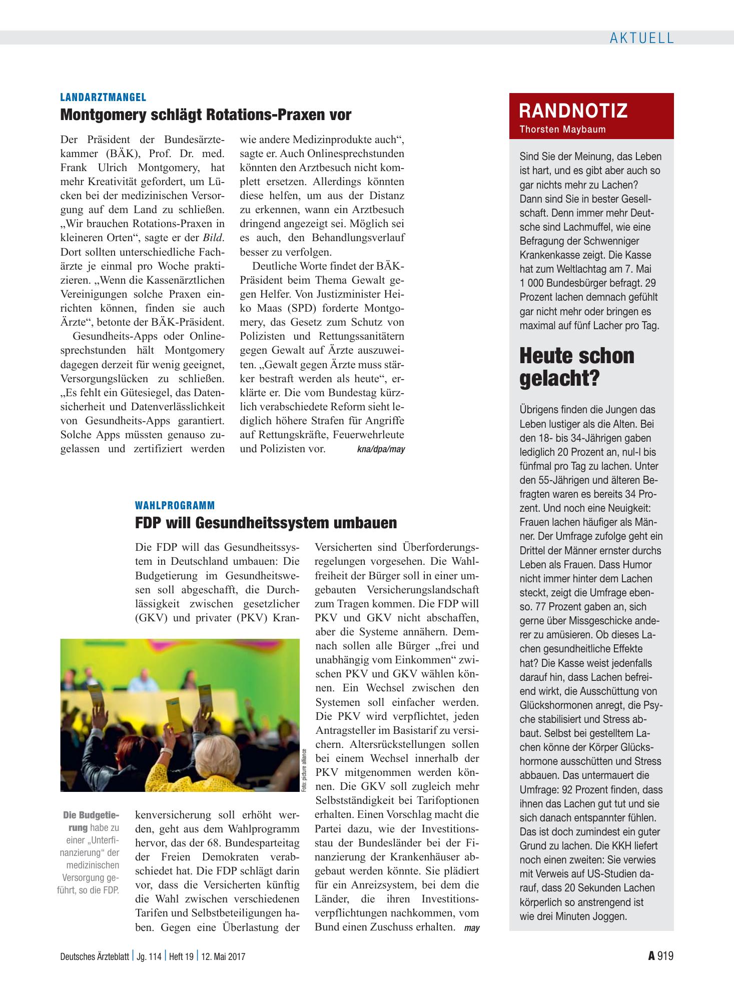 Vorschauseite 1: Wahlprogramm: FDP will Gesundheitssystem umbauen – Deutsches Ärzteblatt