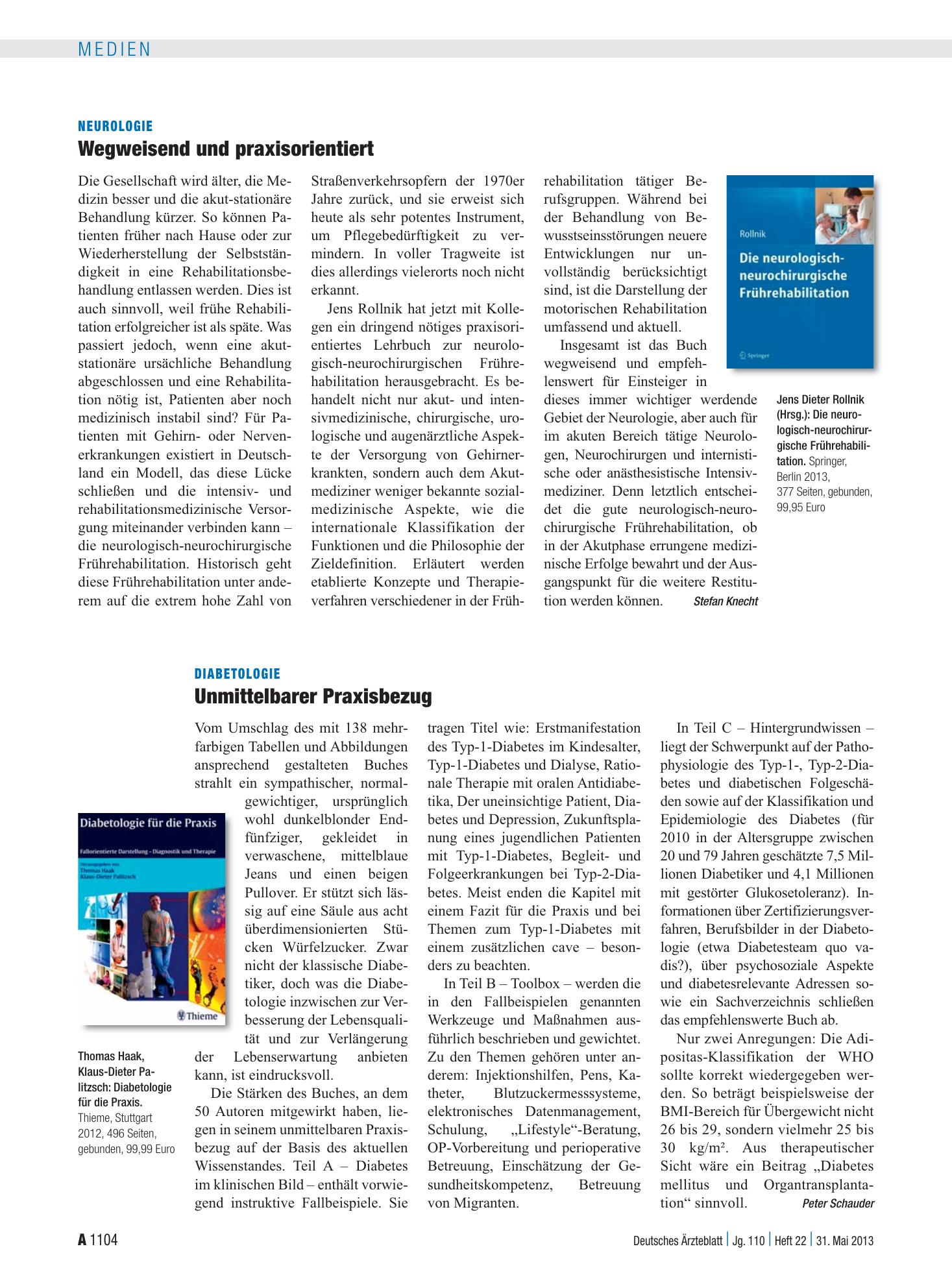 Vorschauseite 1: Neurologie: Wegweisend und praxisorientiert – Deutsches Ärzteblatt