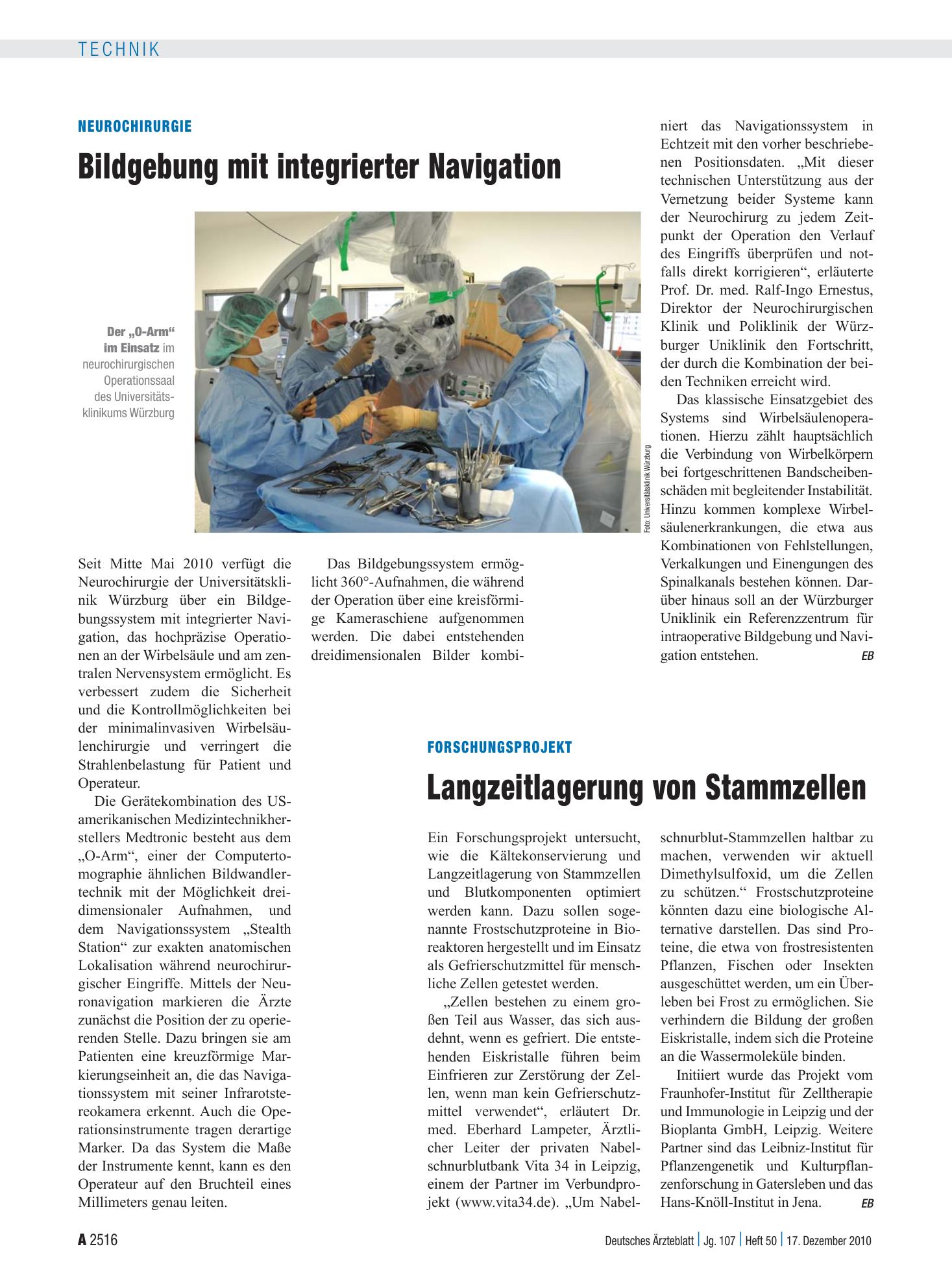 Vorschauseite 1: Neurochirurgie: Bildgebung mit integrierter Navigation – Deutsches Ärzteblatt