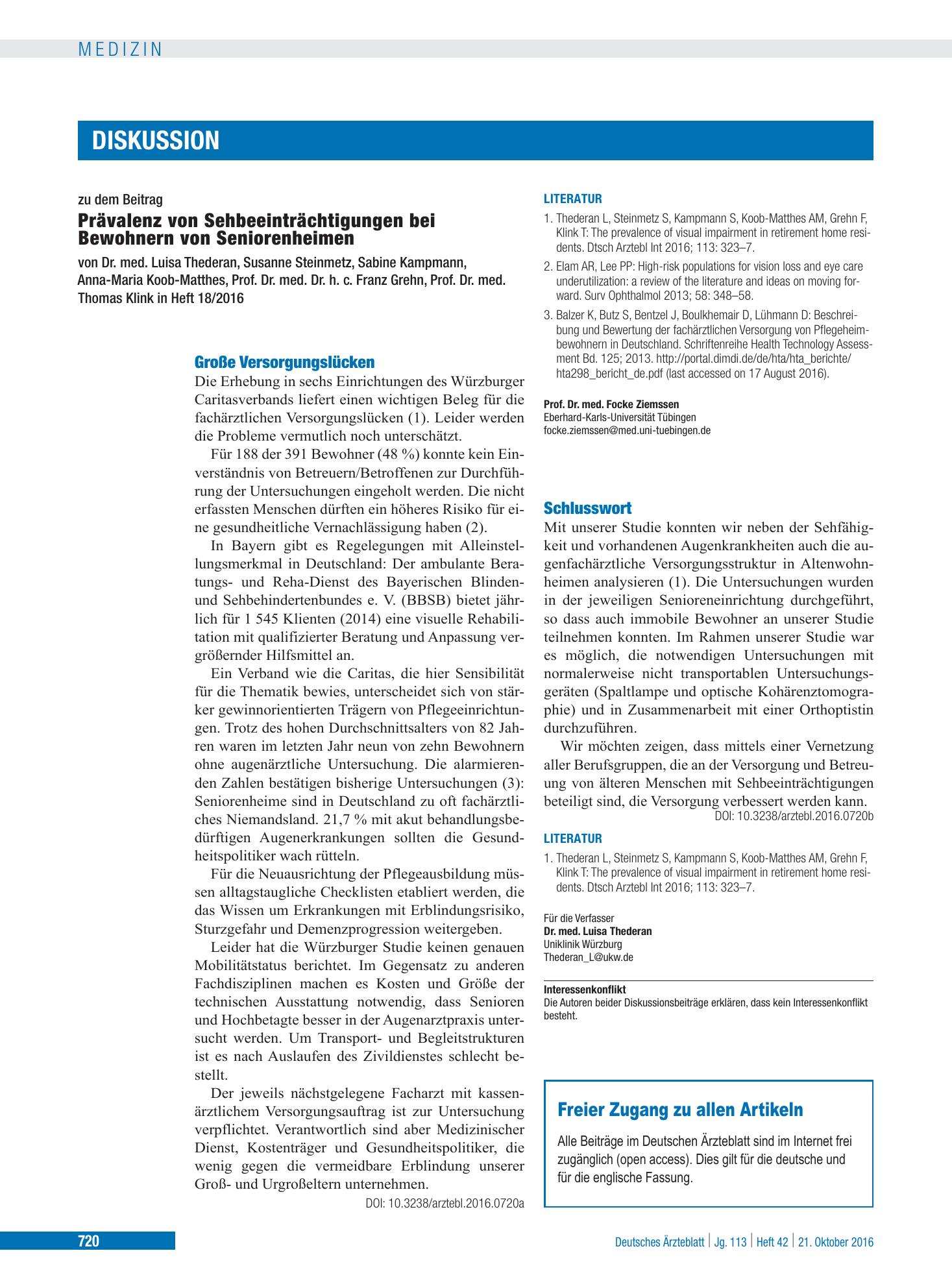 Vorschauseite 1: Große Versorgungslücken – Deutsches Ärzteblatt