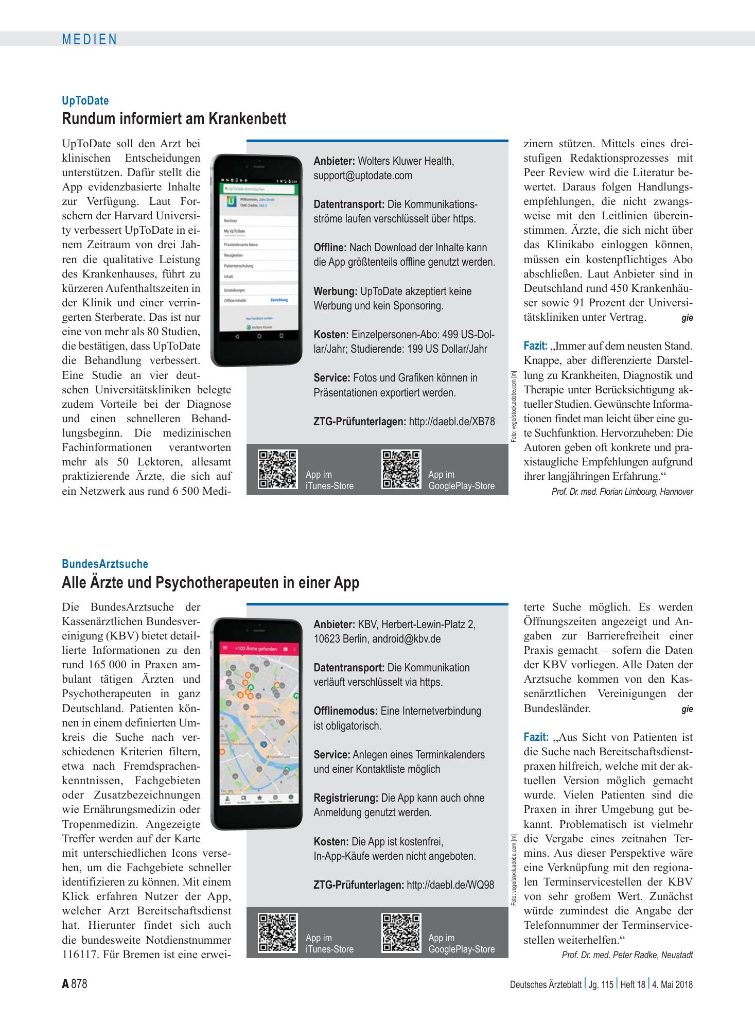 Vorschauseite 1: UpToDate: Rundum informiert am Krankenbett – Deutsches Ärzteblatt