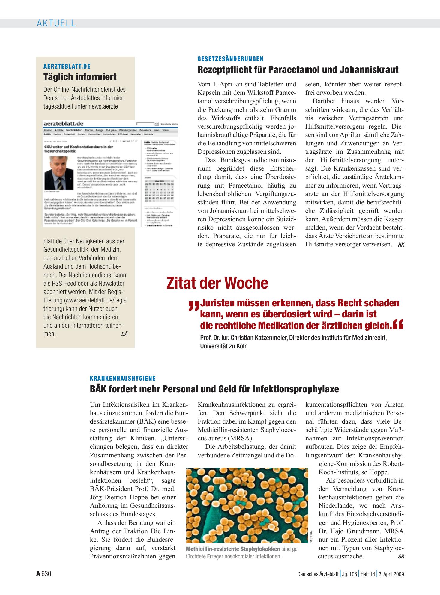 Vorschauseite 1: aerzteblatt.de: Täglich informiert – Deutsches Ärzteblatt