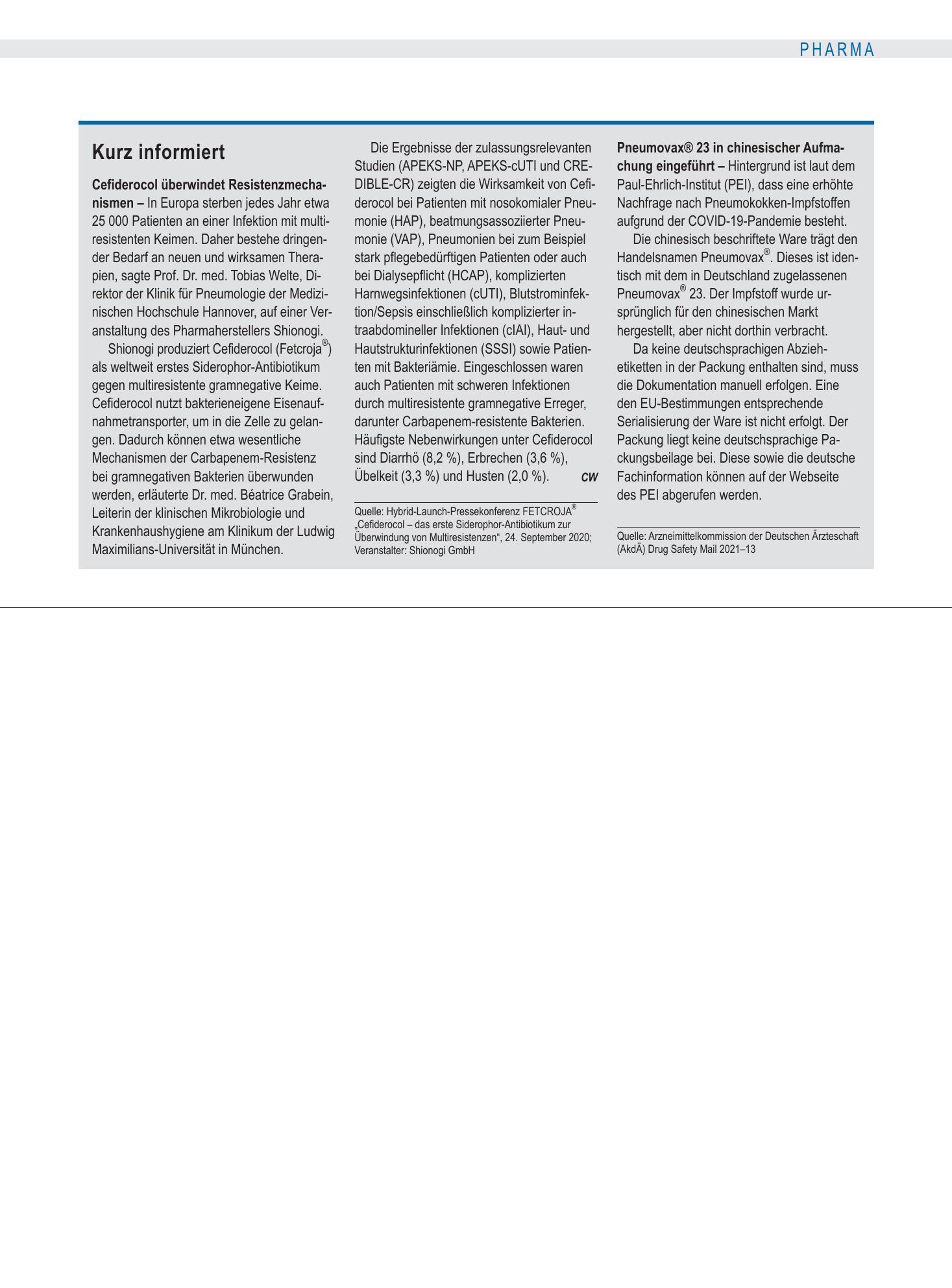 Vorschauseite 1: Kurz informiert – Deutsches Ärzteblatt