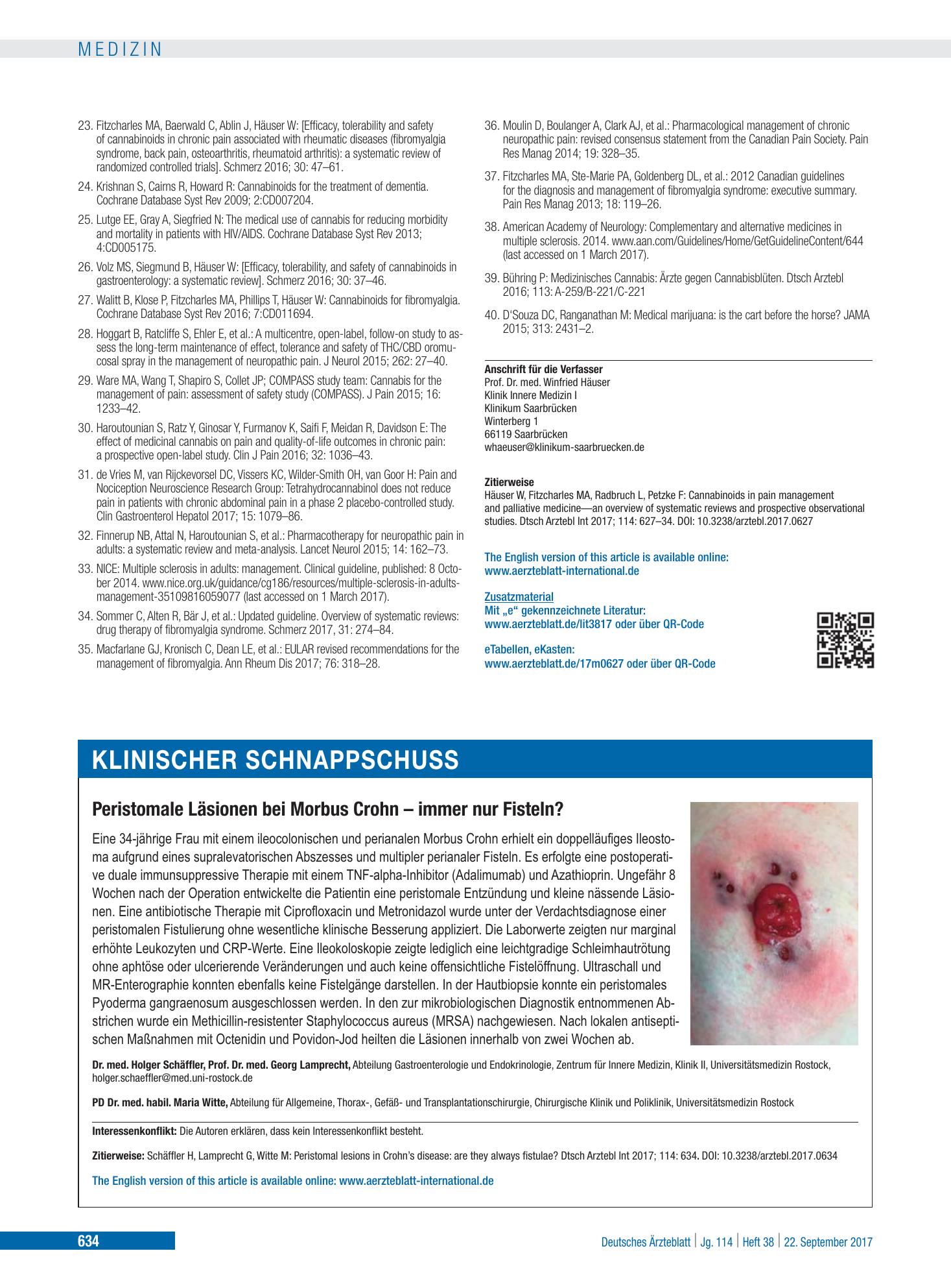 Vorschauseite 1: Peristomale Läsionen bei Morbus Crohn – immer nur Fisteln? – Deutsches Ärzteblatt