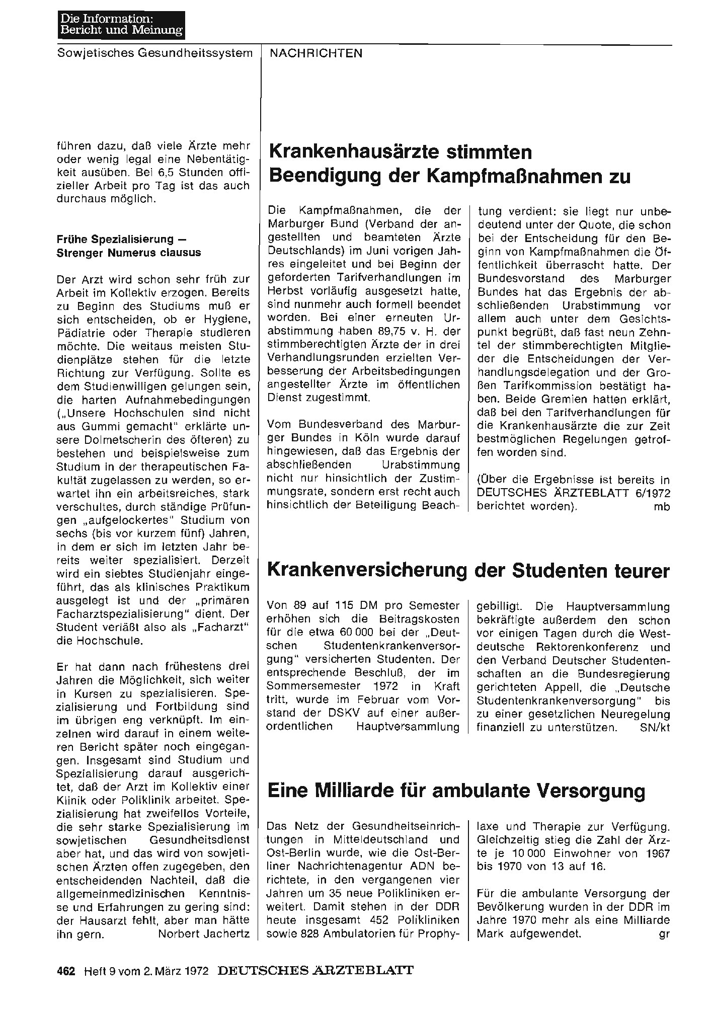 Vorschauseite 1: Krankenhausärzte stimmten Beendigung der Kampfmaßnahmen zu