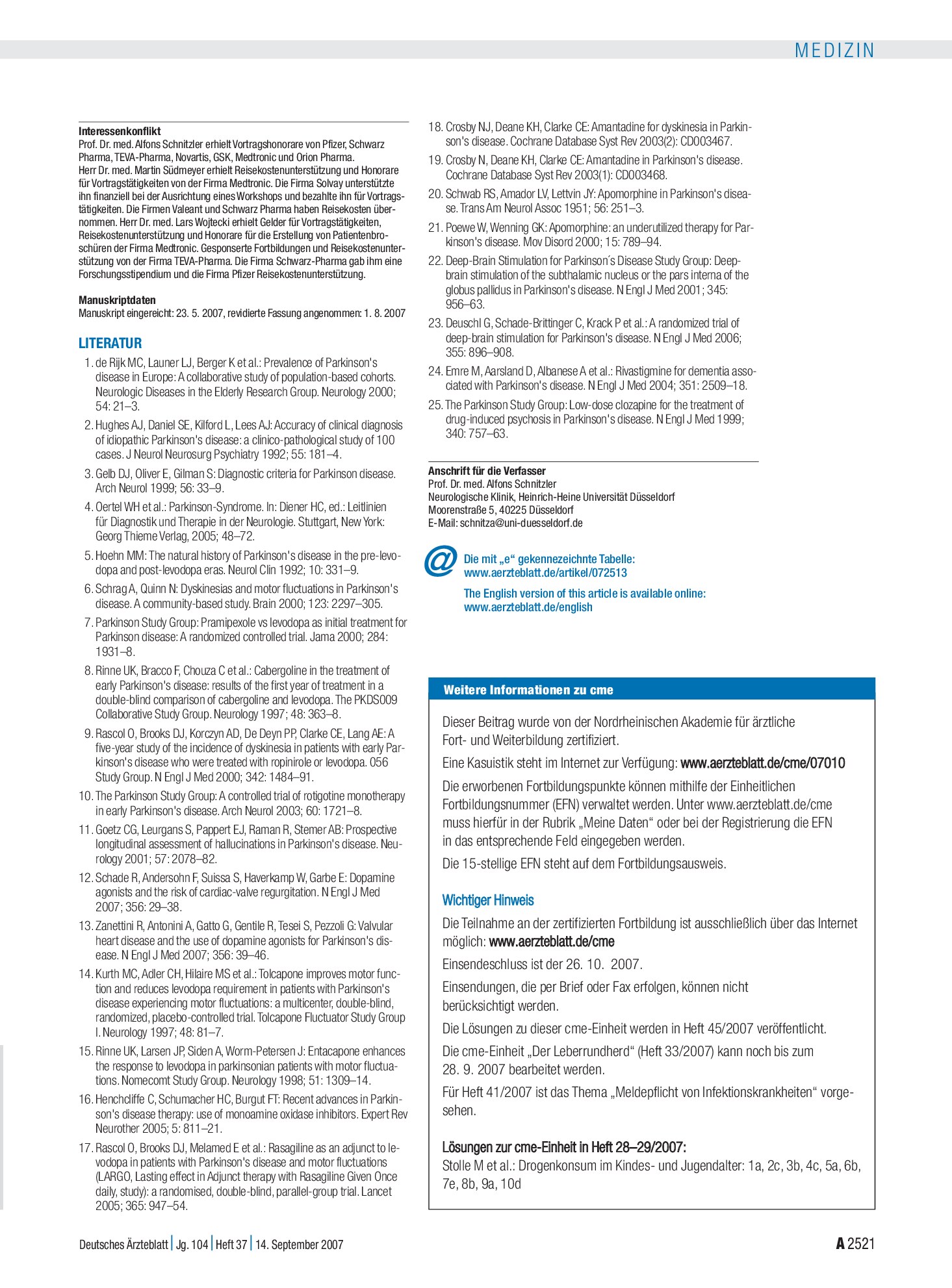 Vorschauseite 1: Weitere Informationen zu cme – Deutsches Ärzteblatt