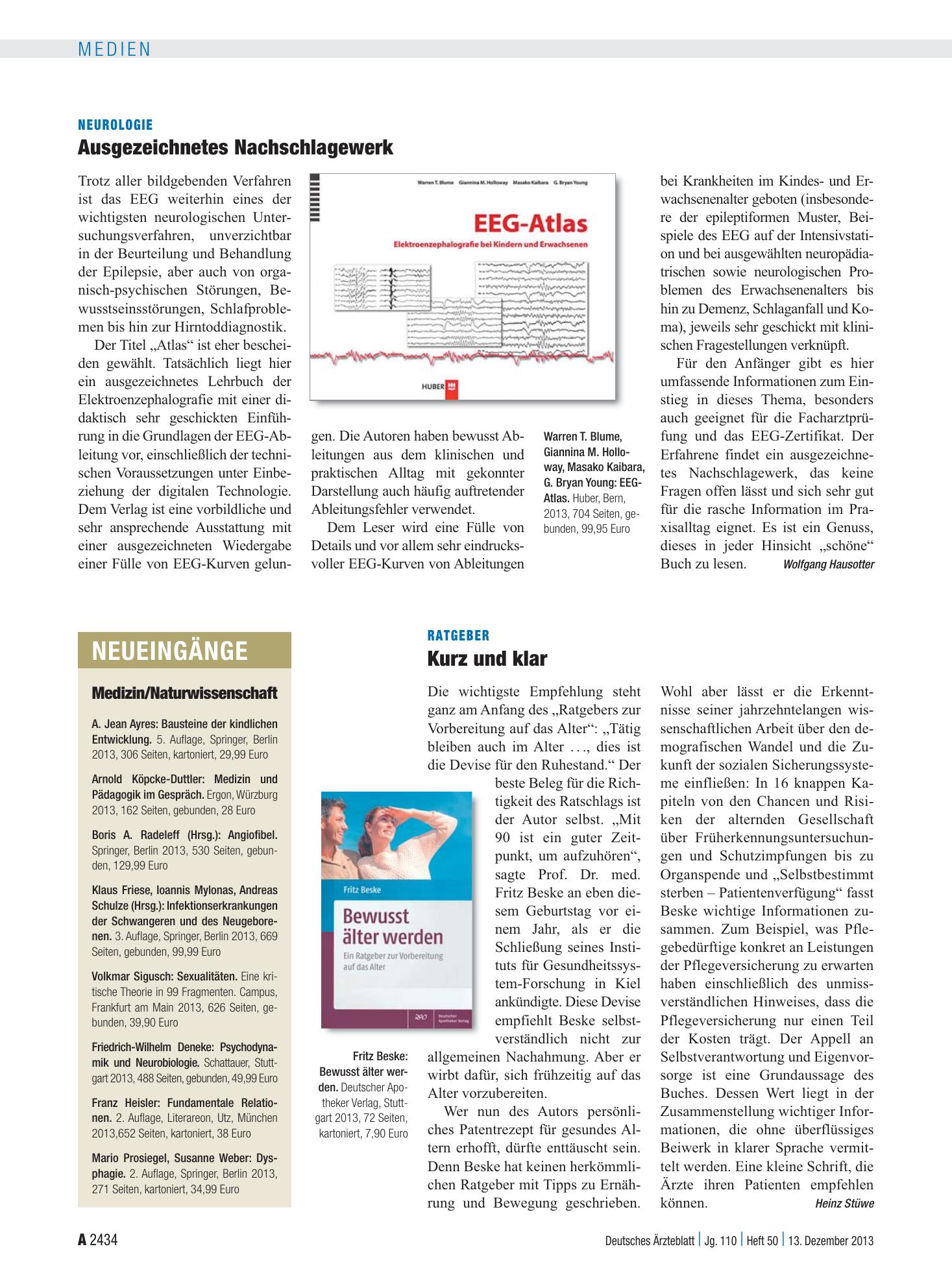 Vorschauseite 1: Neueingänge – Deutsches Ärzteblatt