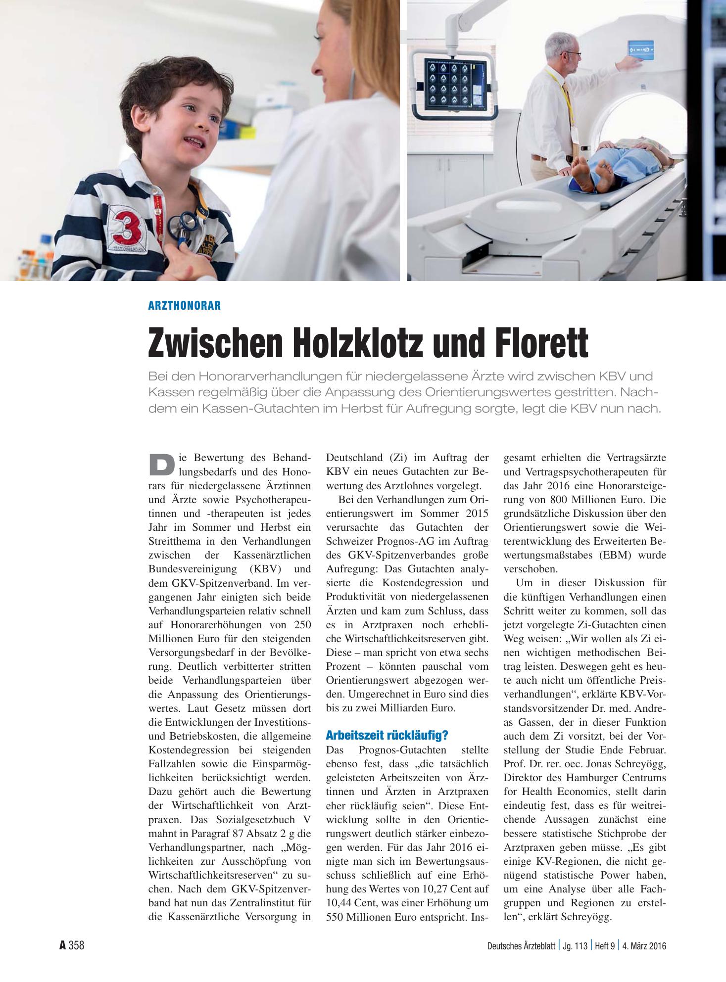Vorschauseite 1: Arzthonorar: Zwischen Holzklotz und Florett – Deutsches Ärzteblatt