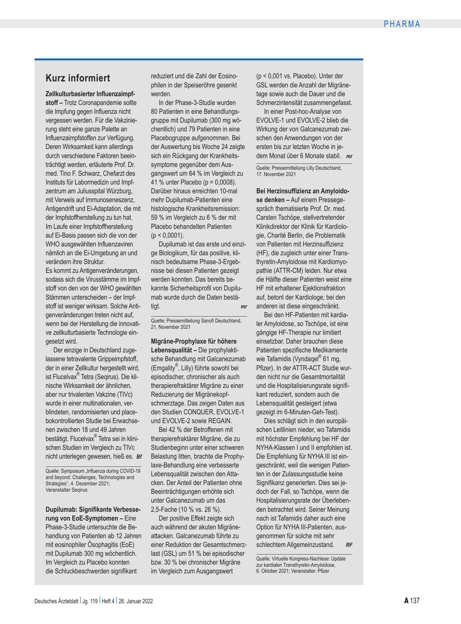 Vorschauseite 1: Kurz informiert – Deutsches Ärzteblatt