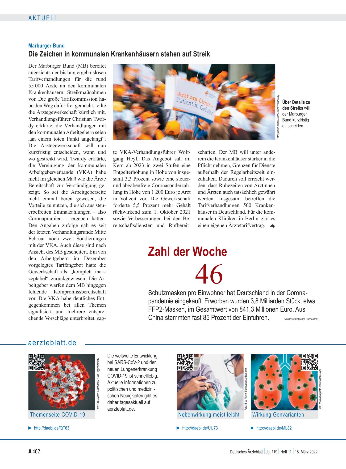 Vorschauseite 1: Zahl der Woche 46 – Deutsches Ärzteblatt
