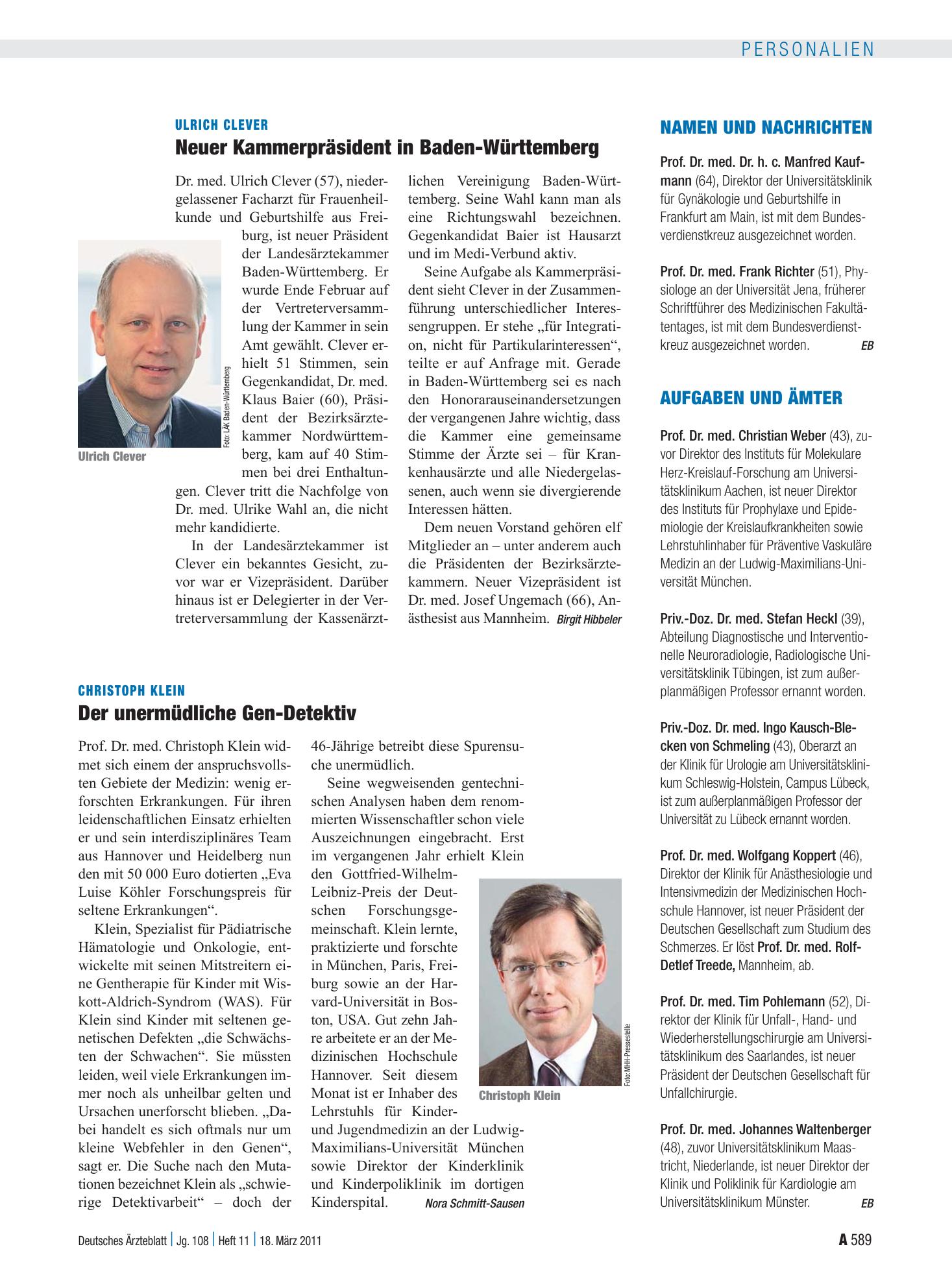Vorschauseite 1: Aufgaben und Ämter – Deutsches Ärzteblatt
