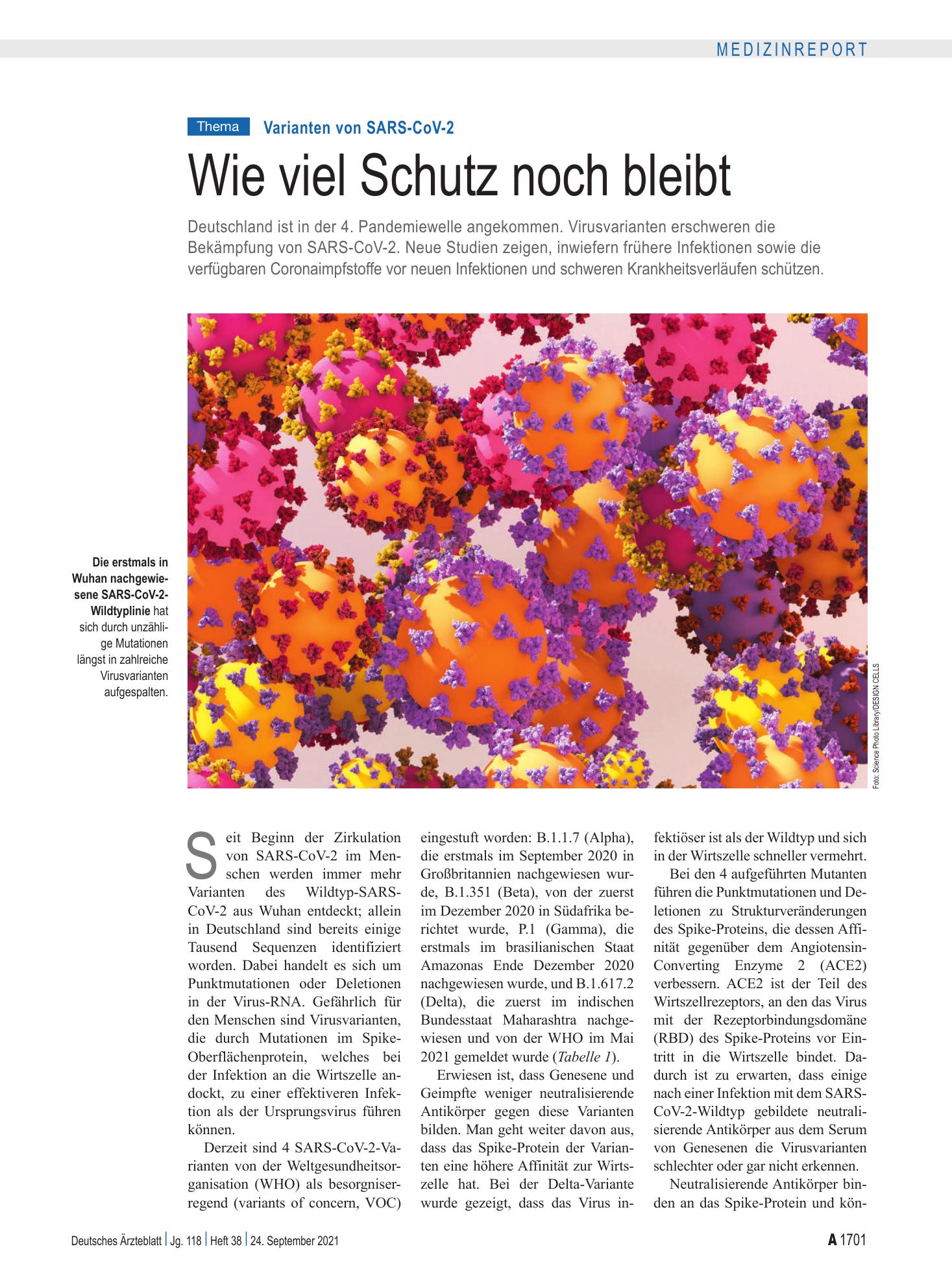 Vorschauseite 1: Varianten von SARS-CoV-2: Wie viel Schutz noch bleibt – Deutsches Ärzteblatt