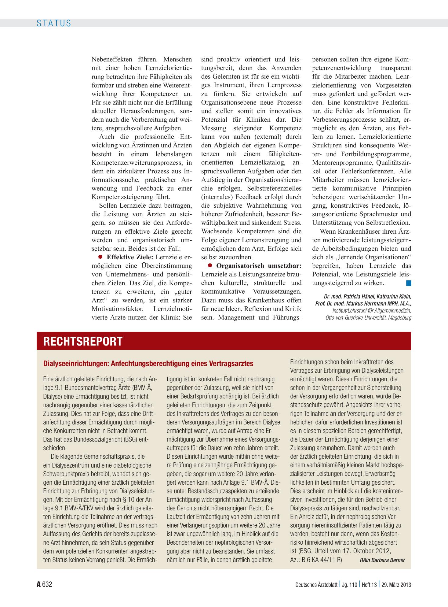 Vorschauseite 1: Dialyseeinrichtungen: Anfechtungsberechtigung eines Vertragsarztes – Deutsches Ärzteblatt