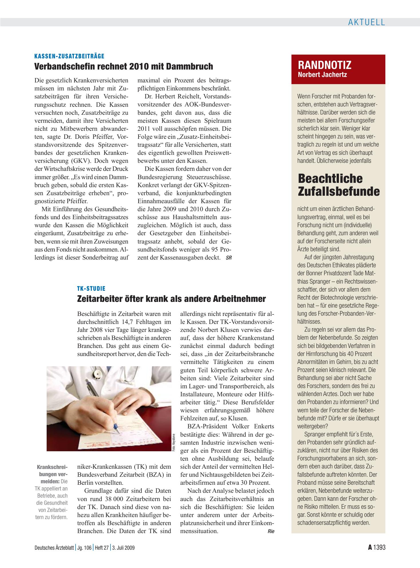 Vorschauseite 1: TK-Studie: Zeitarbeiter öfter krank als andere Arbeitnehmer – Deutsches Ärzteblatt