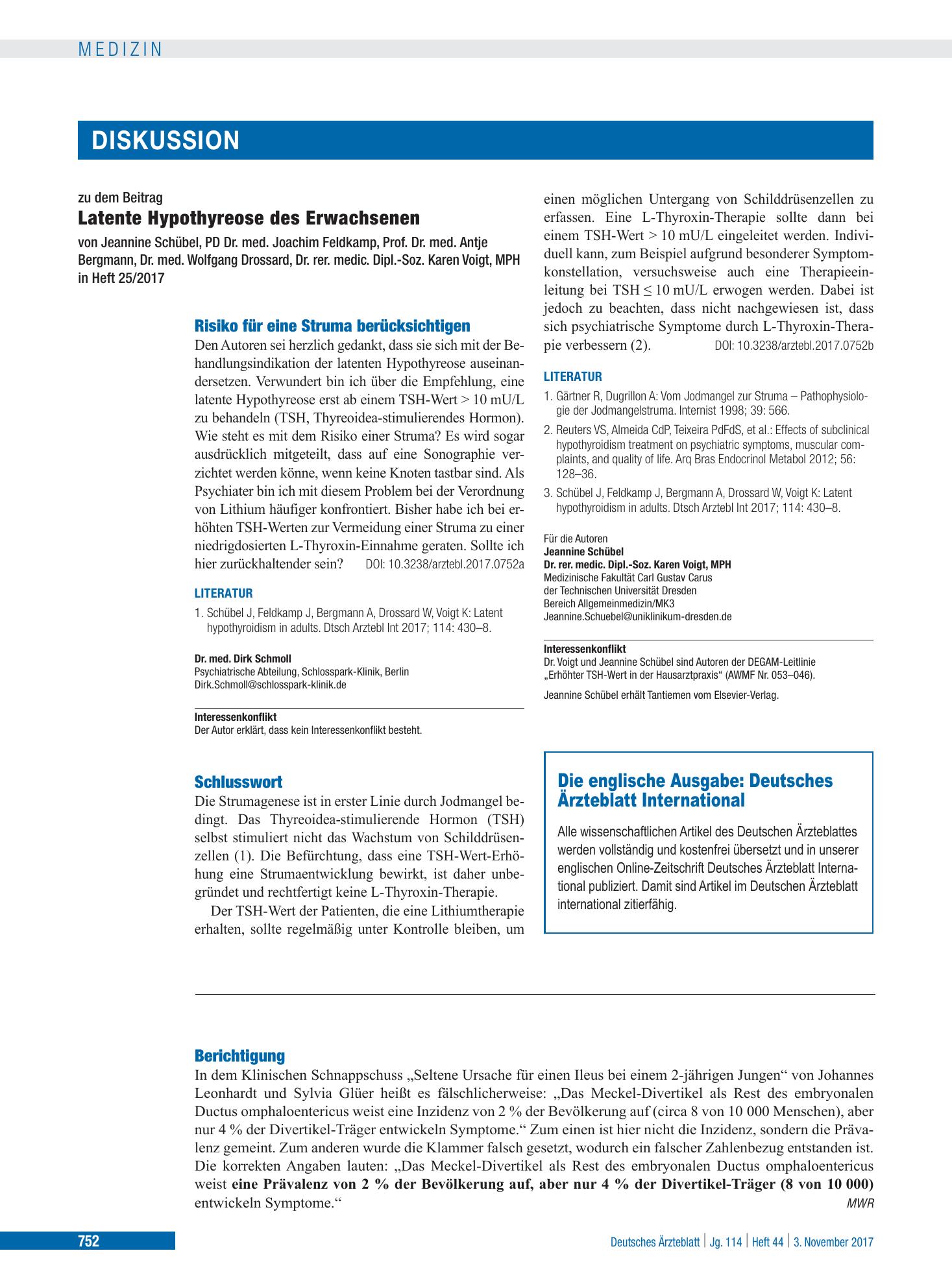 Vorschauseite 1: Berichtigung – Deutsches Ärzteblatt