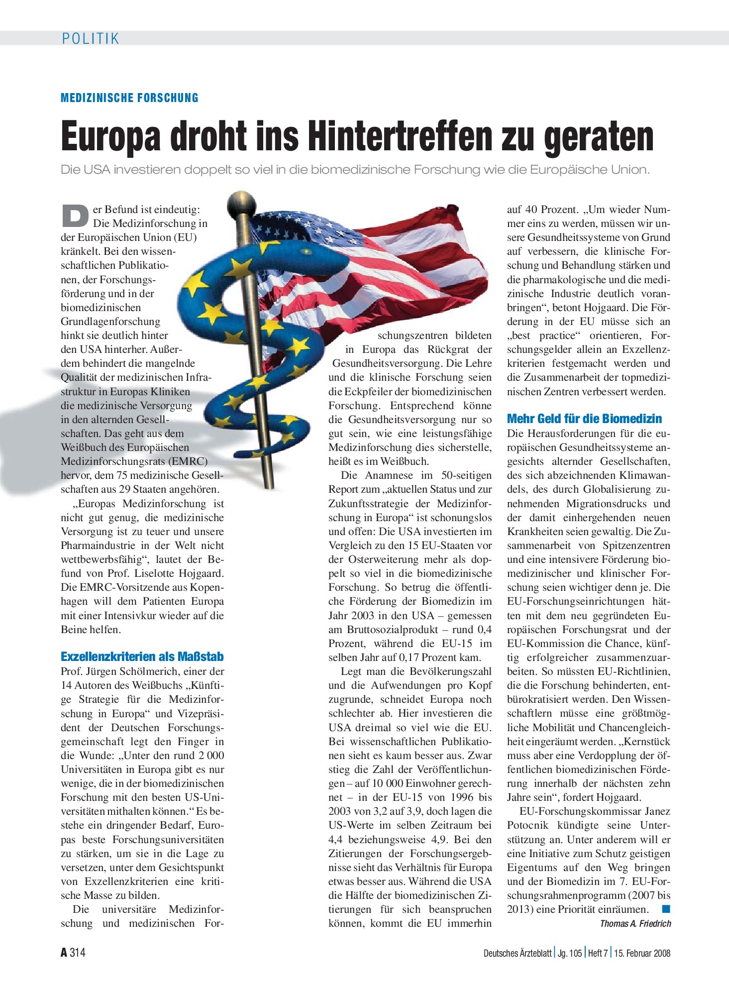 Vorschauseite 1: Medizinische Forschung: Europa droht ins Hintertreffen zu geraten – Deutsches Ärzteblatt