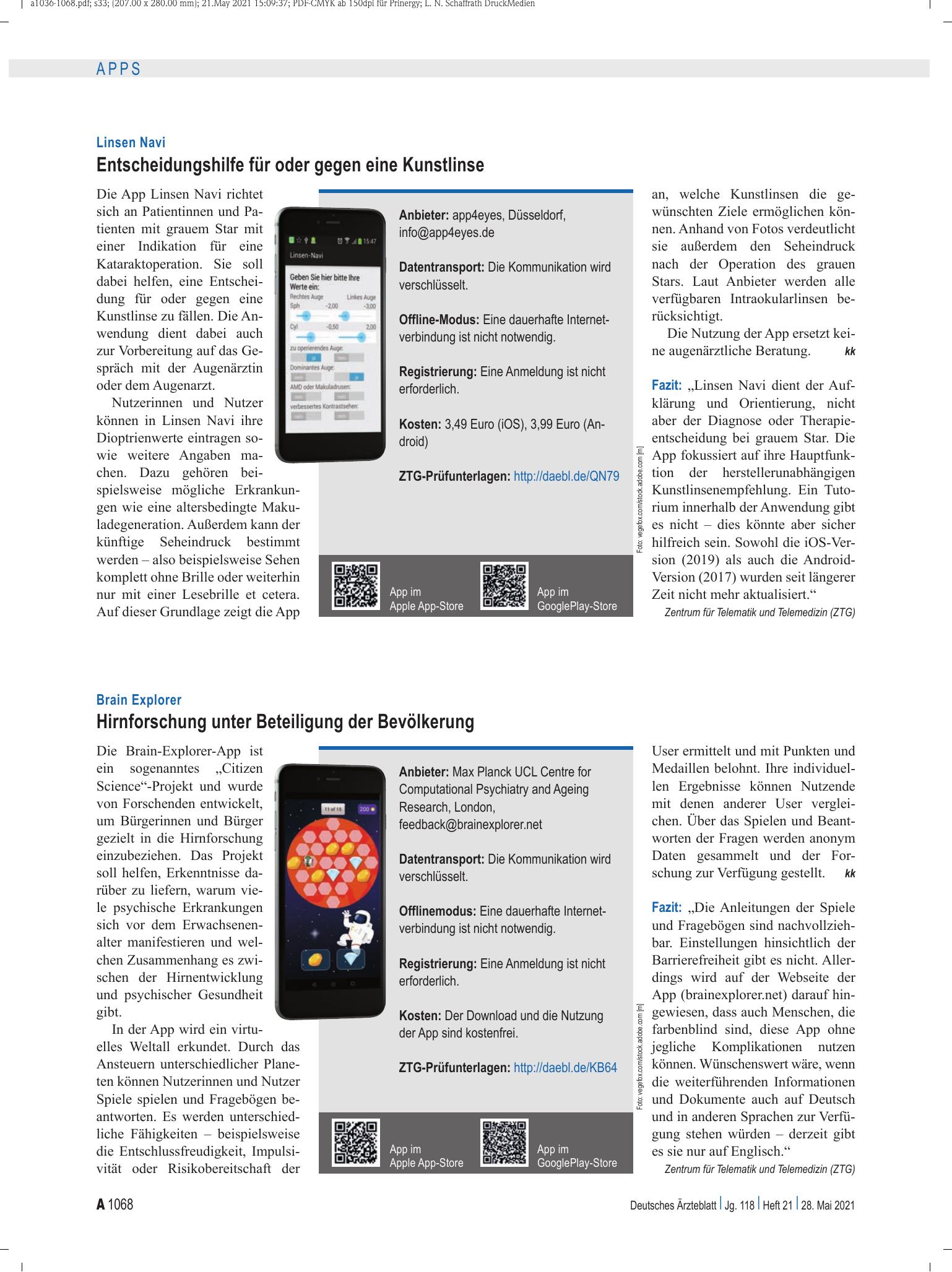 Vorschauseite 1: Linsen Navi: Entscheidungshilfe für oder gegen eine Kunstlinse – Deutsches Ärzteblatt