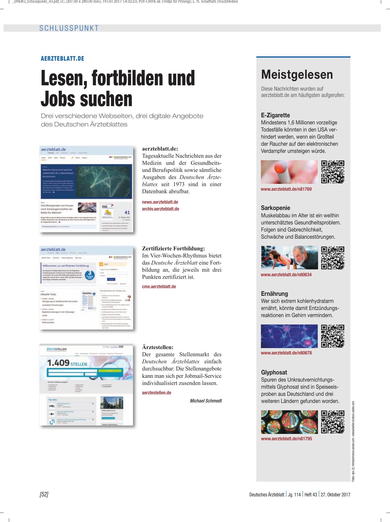 Vorschauseite 1: Meistgelesen – Deutsches Ärzteblatt