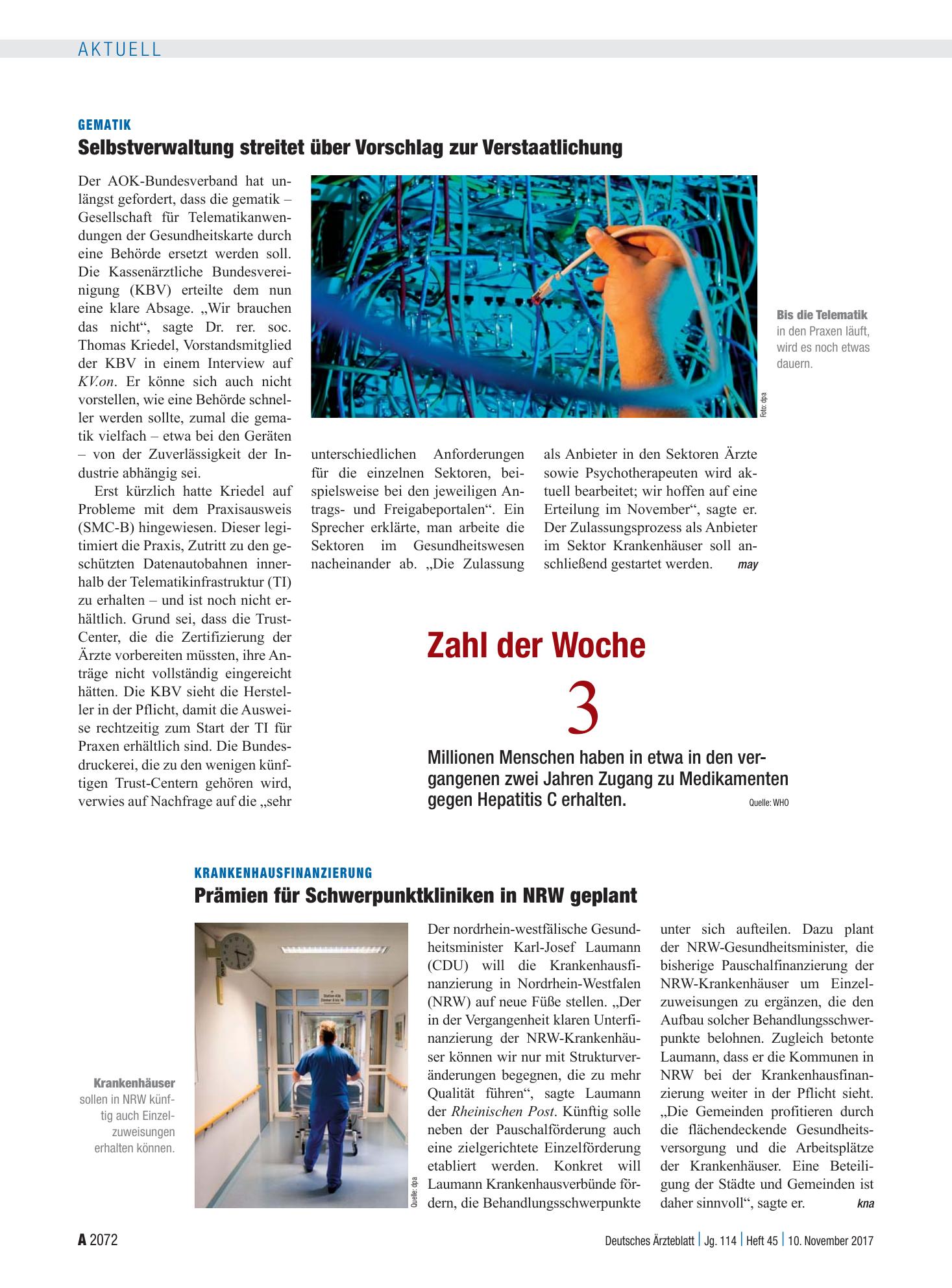 Vorschauseite 1: Zahl der Woche 3 – Deutsches Ärzteblatt