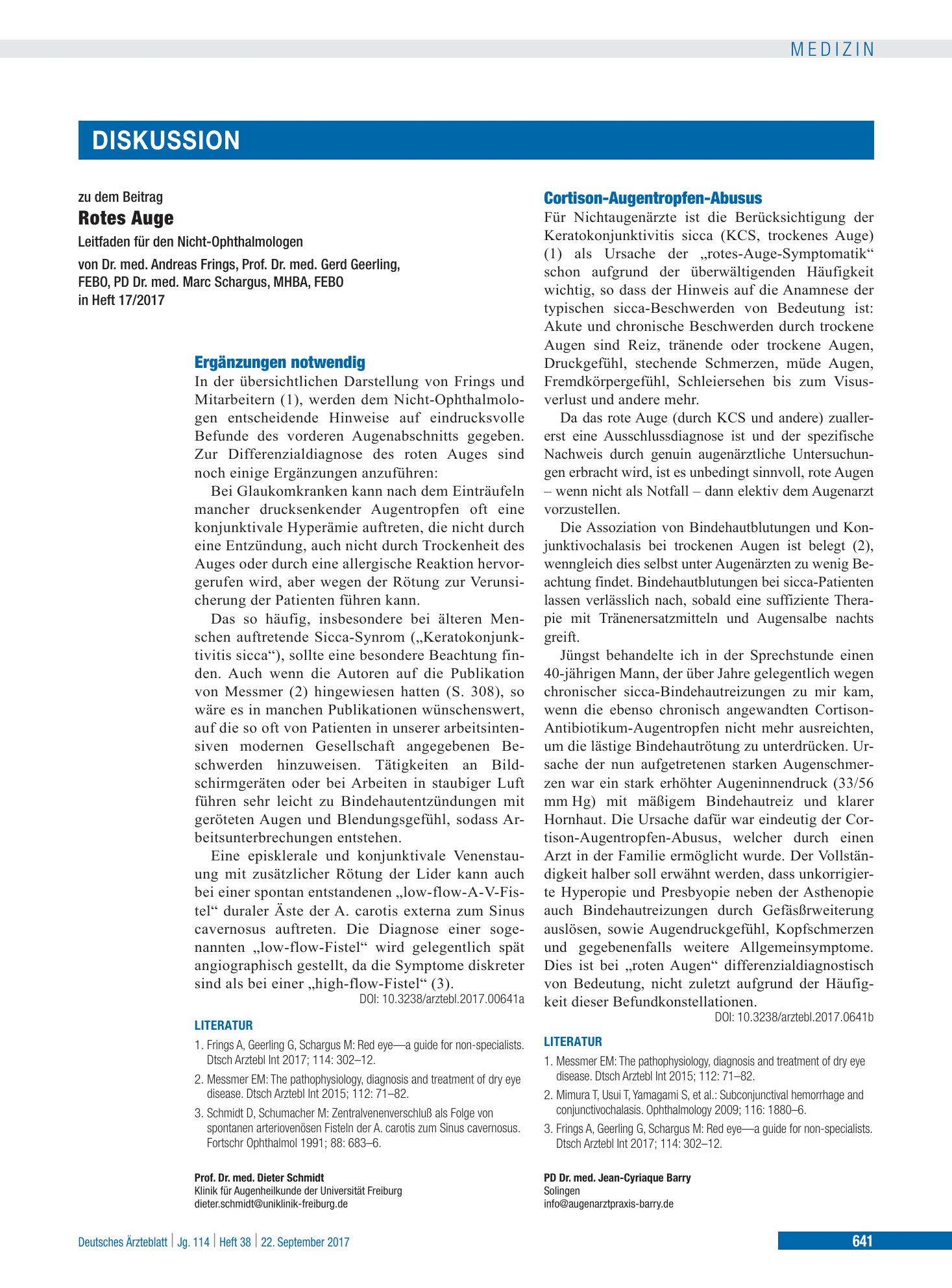Vorschauseite 1: Cortison-Augentropfen-Abusus – Deutsches Ärzteblatt