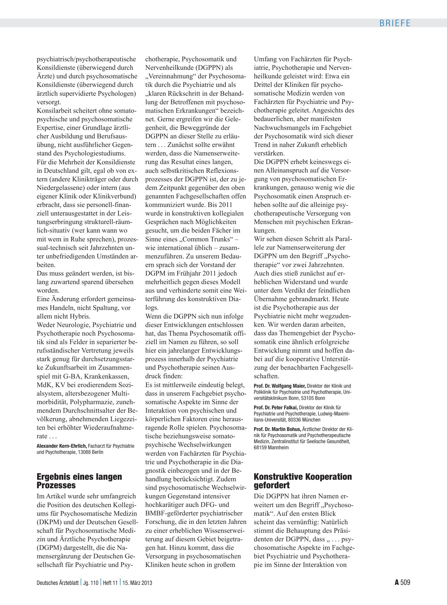 Vorschauseite 1: Psychosomatik: Ergebnis eines langen Prozesses – Deutsches Ärzteblatt