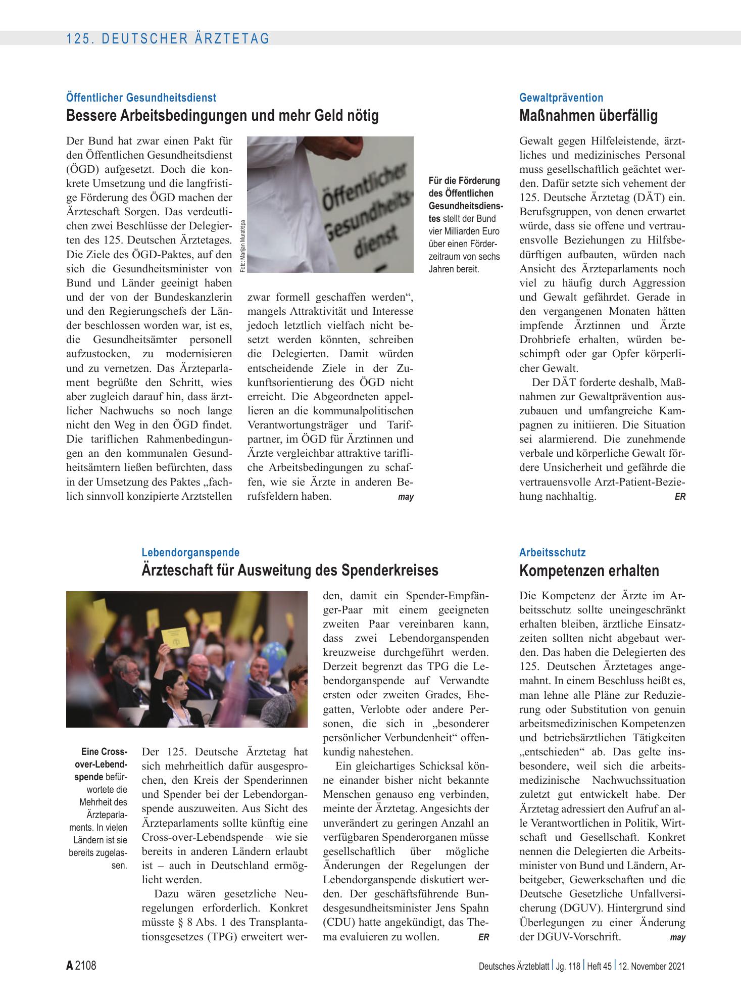 Vorschauseite 1: Gewaltprävention: Maßnahmen überfällig – Deutsches Ärzteblatt