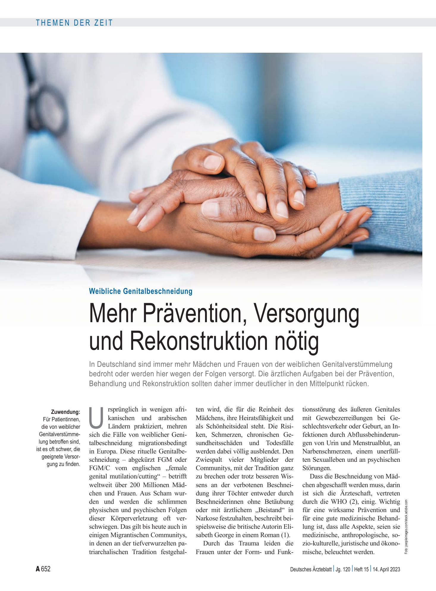Vorschauseite 1: Weibliche Genitalbeschneidung: Mehr Prävention, Versorgung und Rekonstruktion nötig – Deutsches Ärzteblatt
