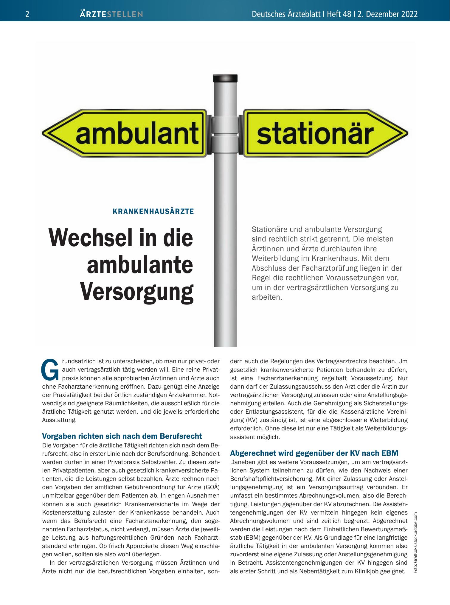 Vorschauseite 1: Krankenhausärzte: Wechsel in die ambulante Versorgung – Deutsches Ärzteblatt