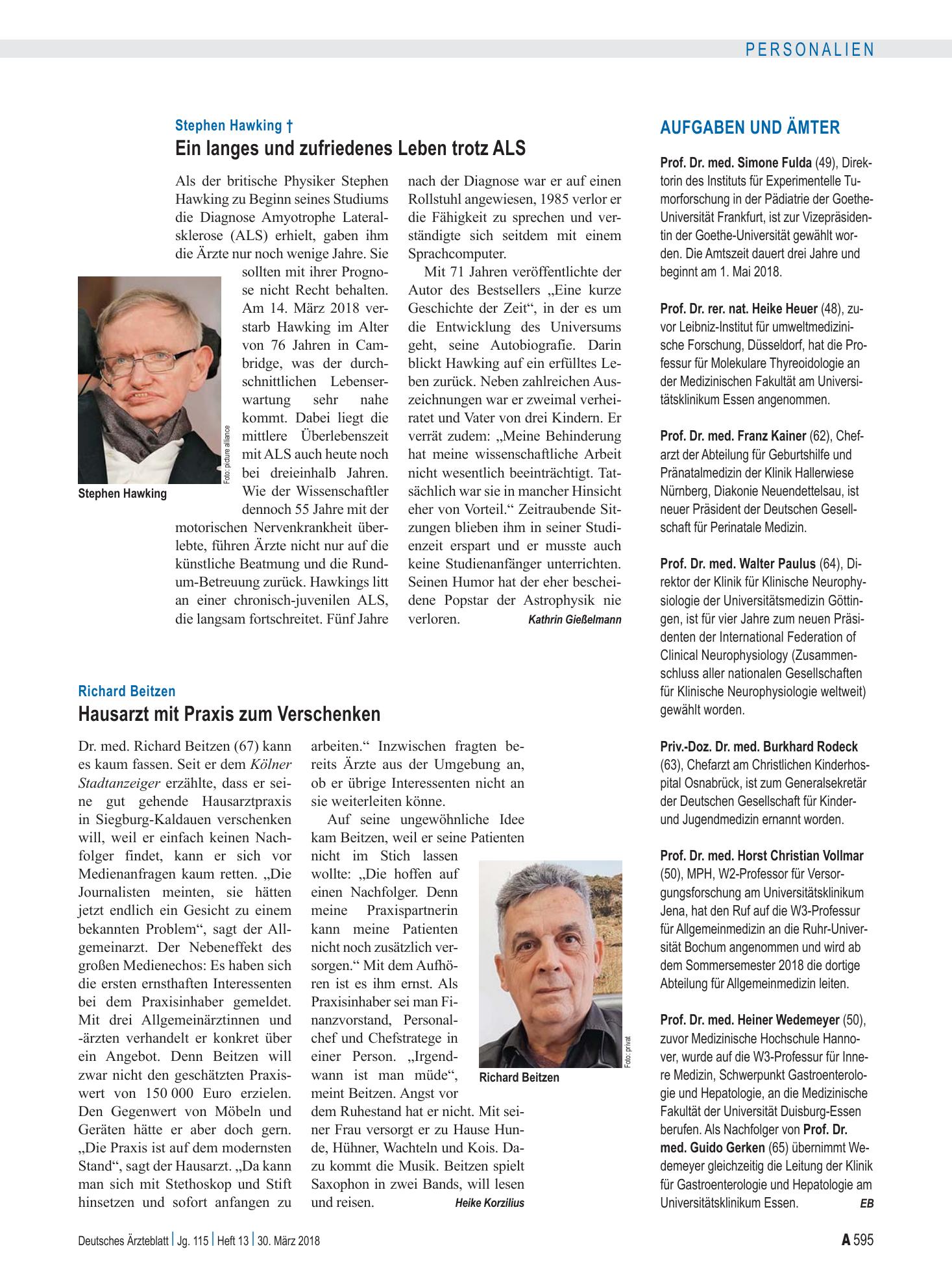 Vorschauseite 1: Aufgaben und Ämter – Deutsches Ärzteblatt