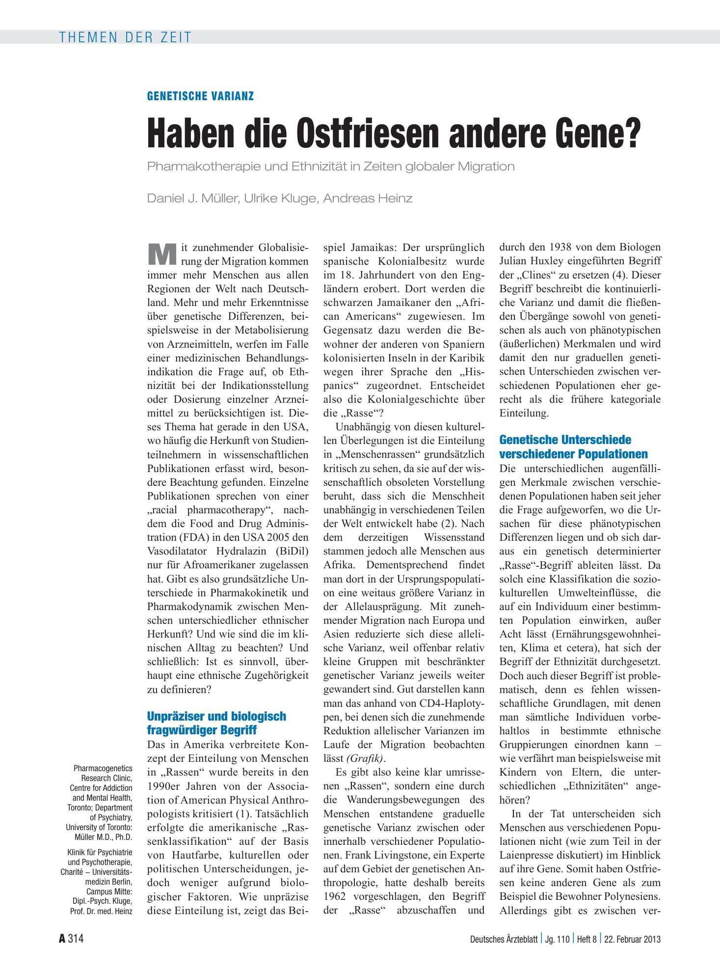 Vorschauseite 1: Genetische Varianz: Haben die Ostfriesen andere Gene? – Deutsches Ärzteblatt