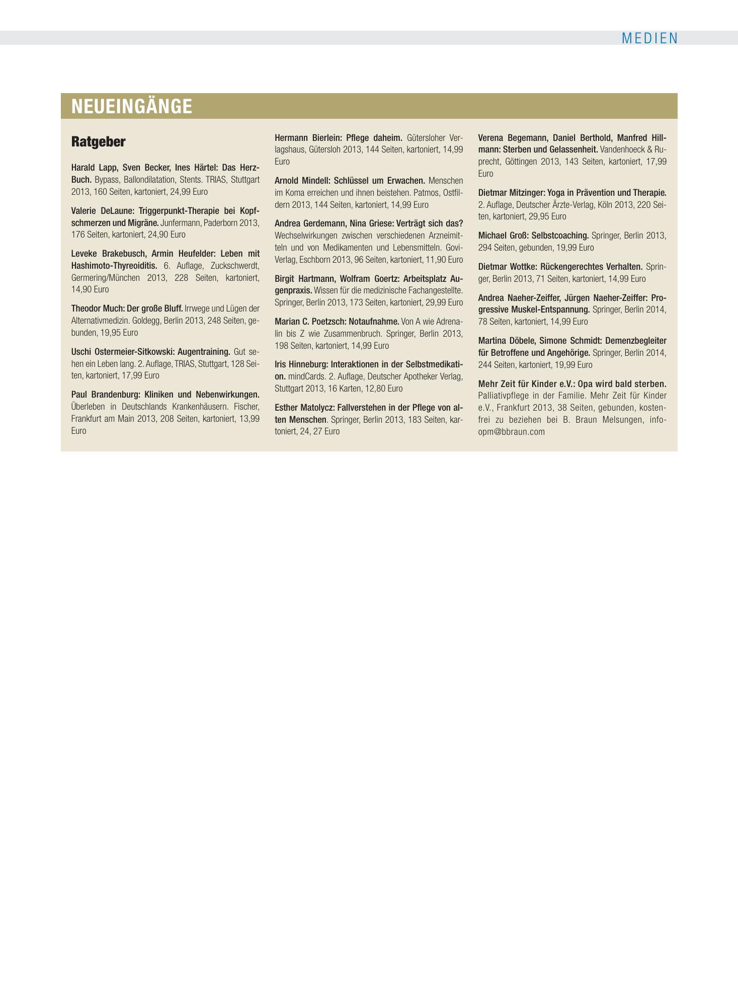Vorschauseite 1: Neueingänge – Deutsches Ärzteblatt
