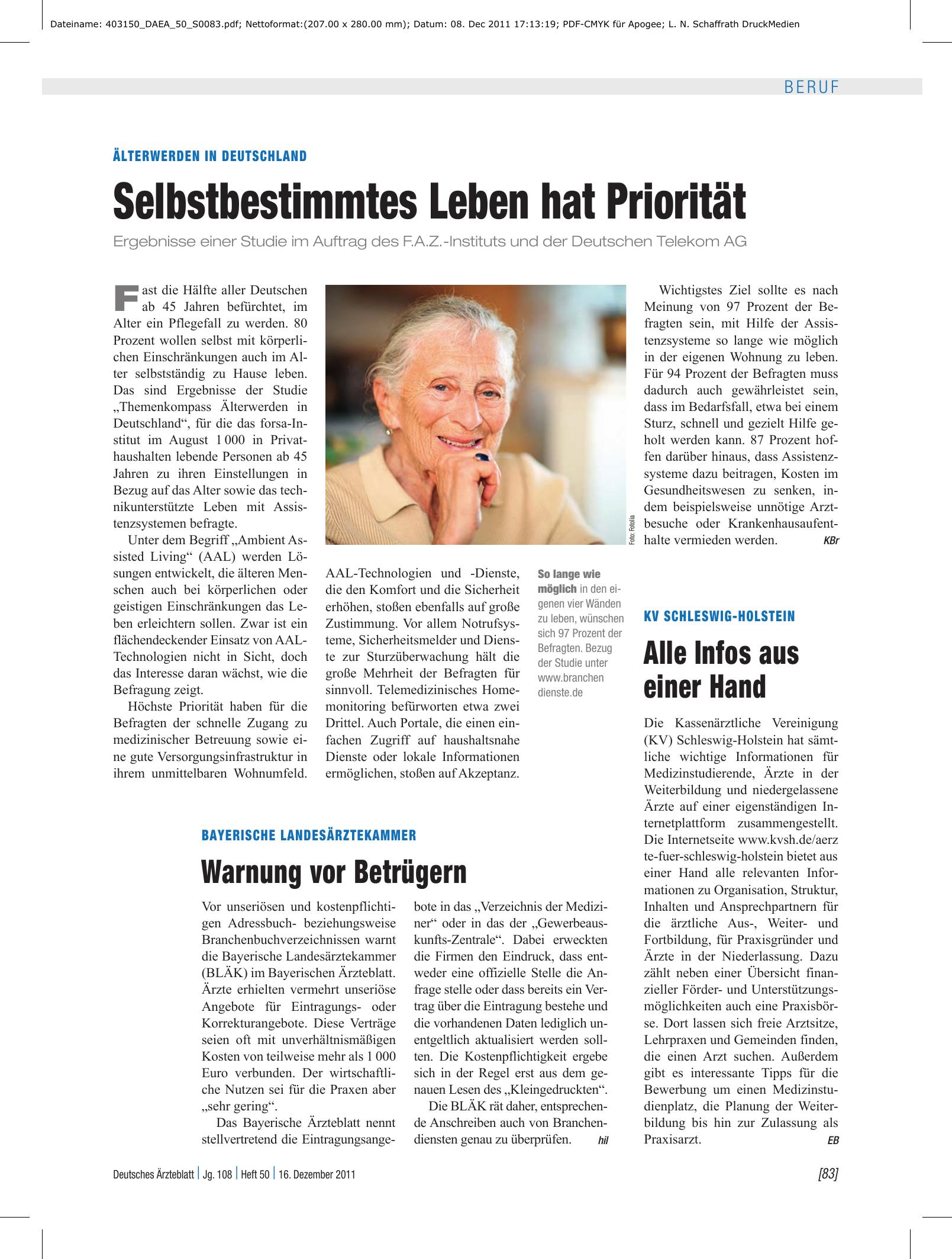 Vorschauseite 1: Bayerische Landesärztekammer: Warnung vor Betrügern – Deutsches Ärzteblatt