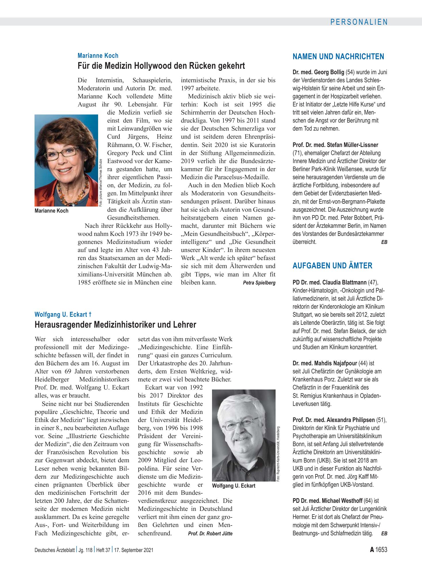Vorschauseite 1: Aufgaben und Ämter – Deutsches Ärzteblatt