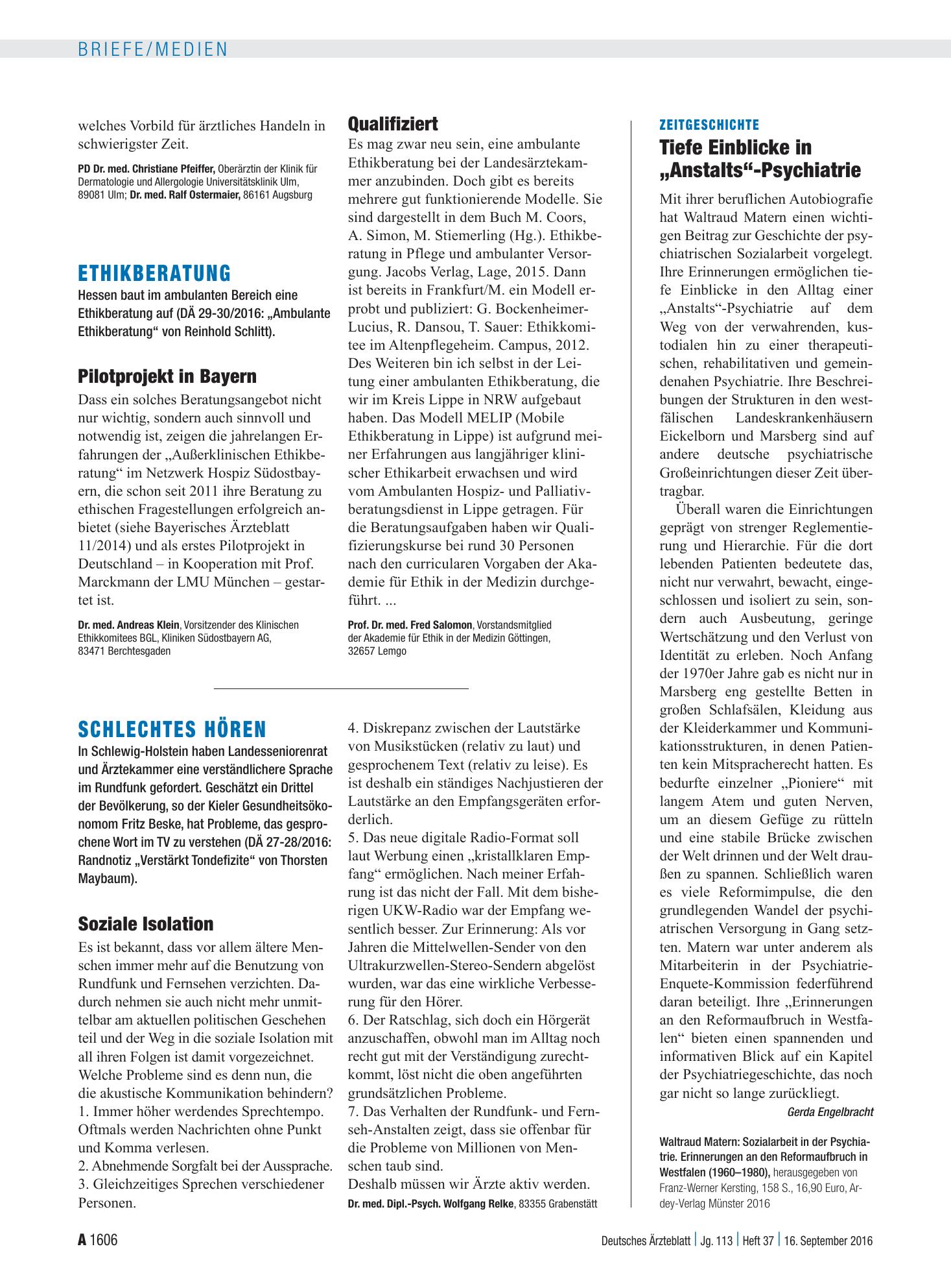 Vorschauseite 1: Schlechtes Hören: Soziale Isolation – Deutsches Ärzteblatt