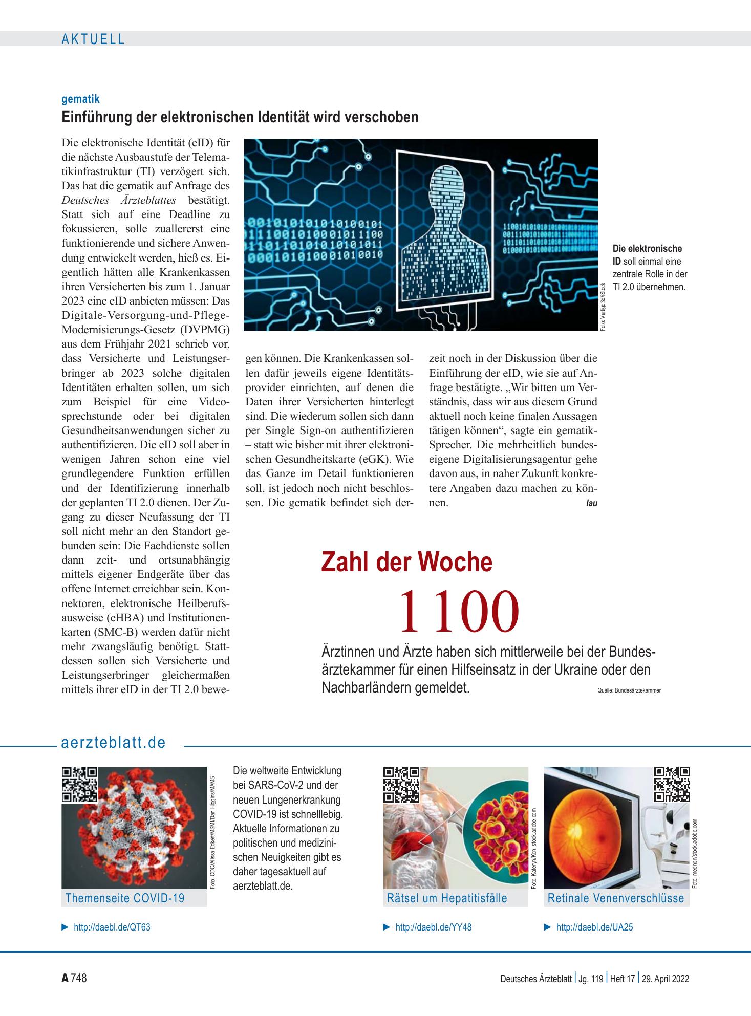 Vorschauseite 1: aerzteblatt.de – Deutsches Ärzteblatt