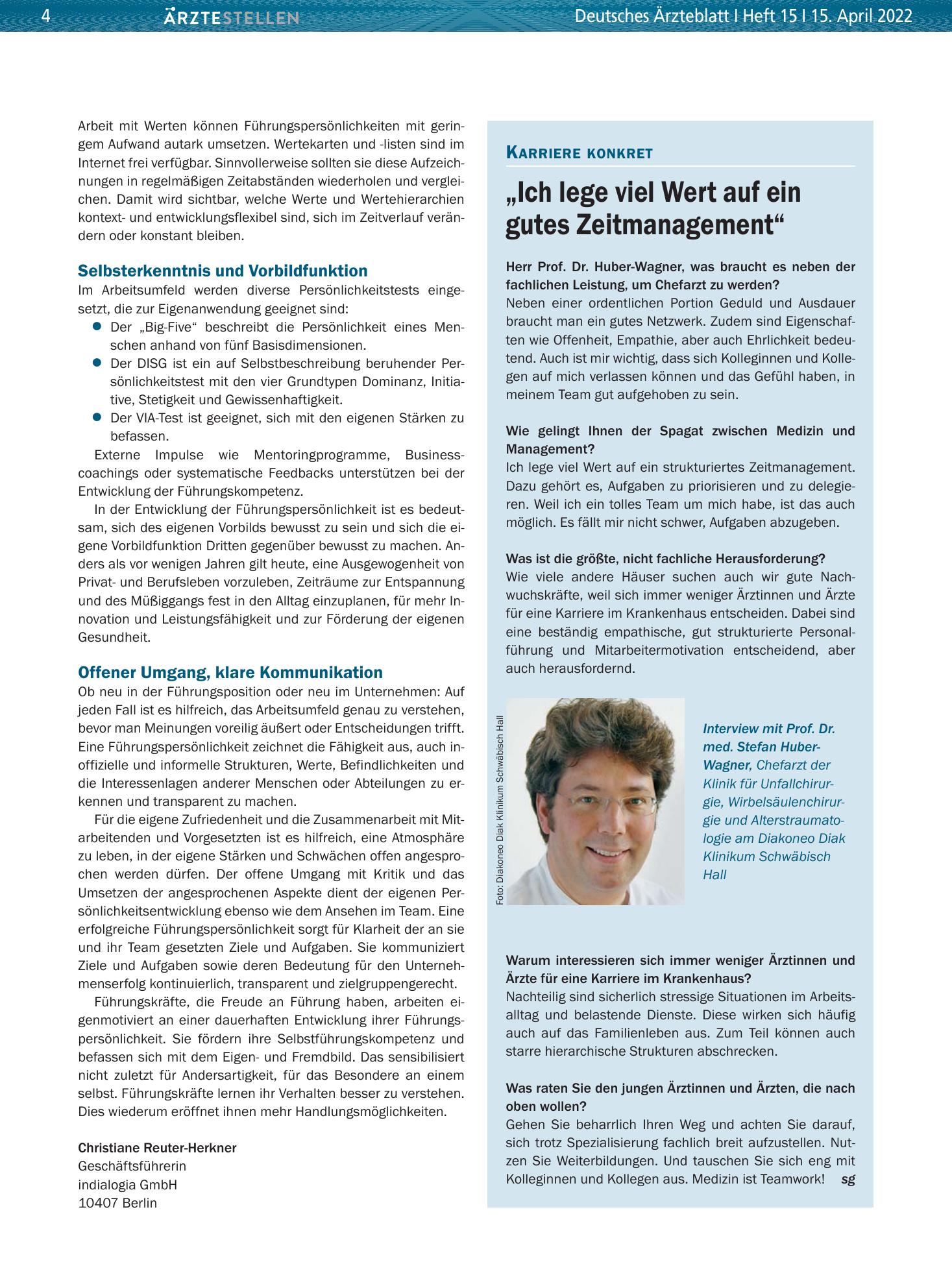 Vorschauseite 1: „Ich lege viel Wert auf ein gutes Zeitmanagement“ – Deutsches Ärzteblatt