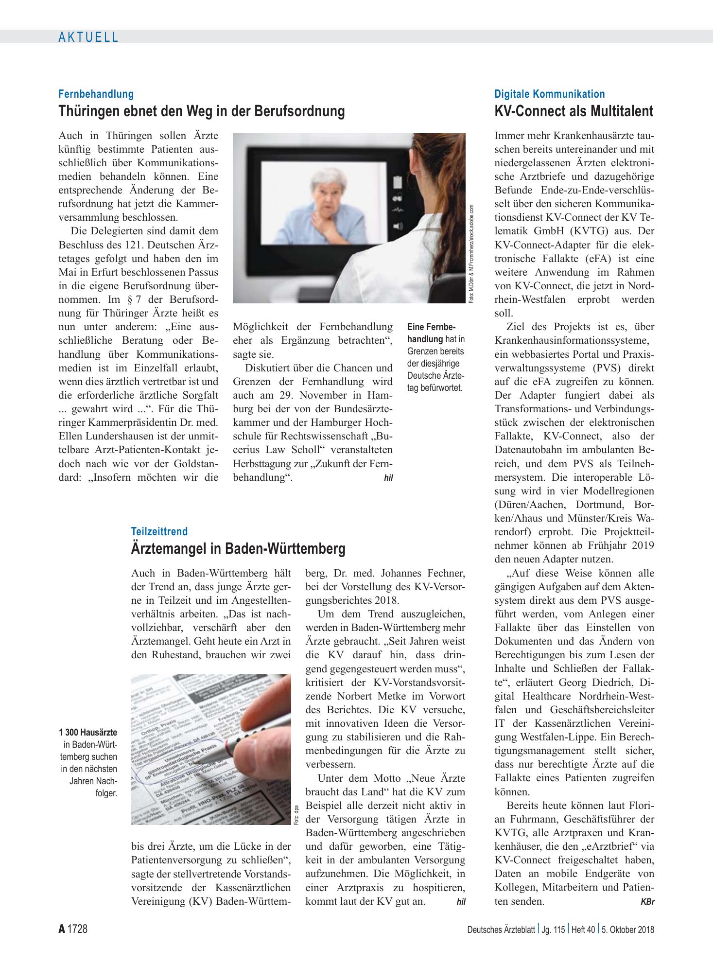 Vorschauseite 1: Digitale Kommunikation: KV-Connect als Multitalent – Deutsches Ärzteblatt