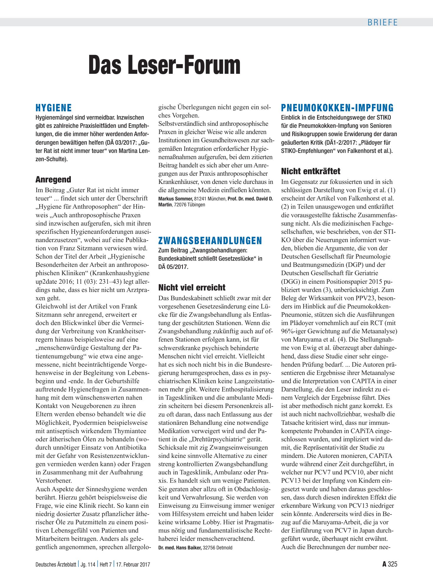 Vorschauseite 1: Hygiene: Anregend – Deutsches Ärzteblatt