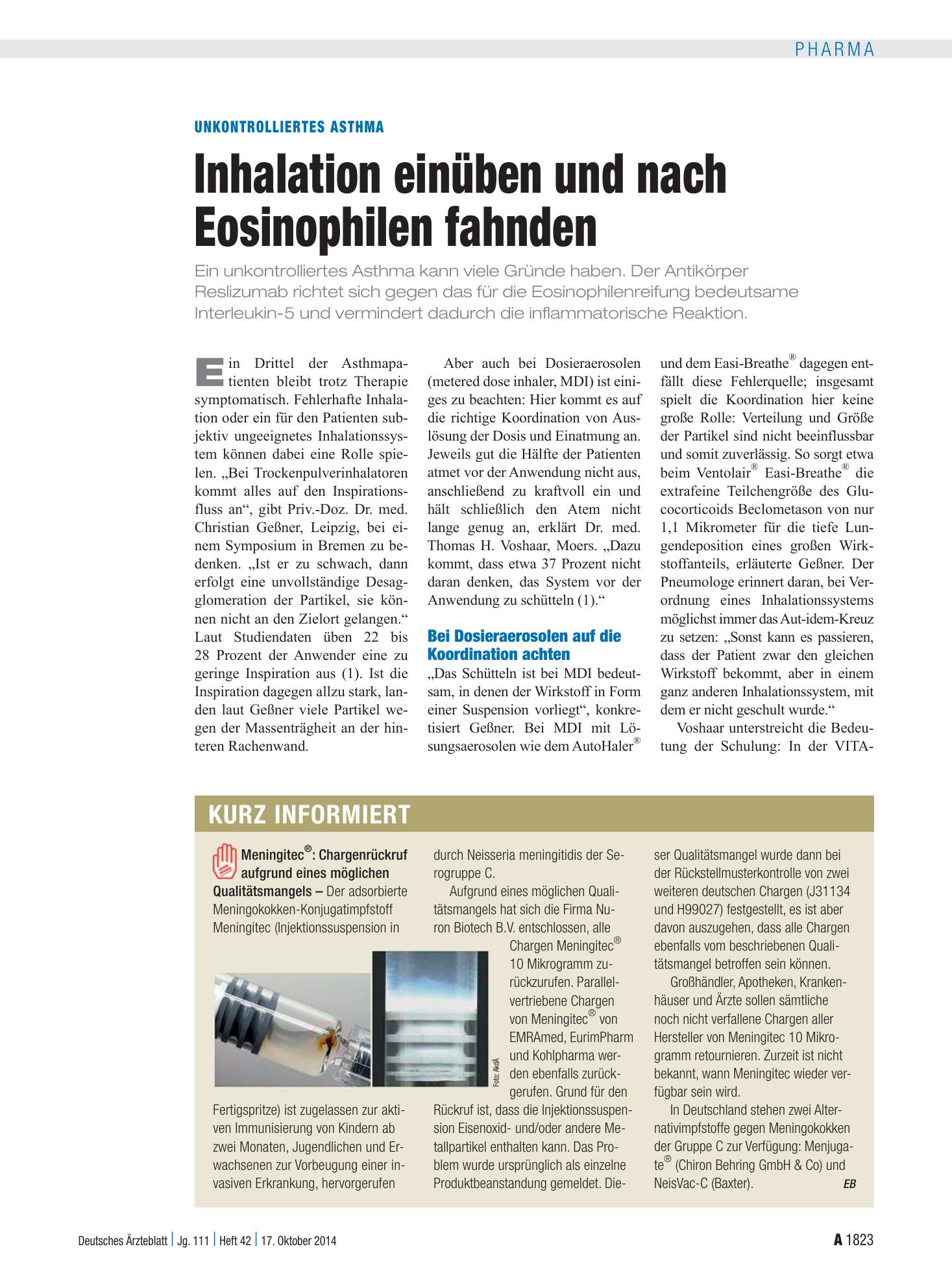 Vorschauseite 1: Kurz informiert – Deutsches Ärzteblatt