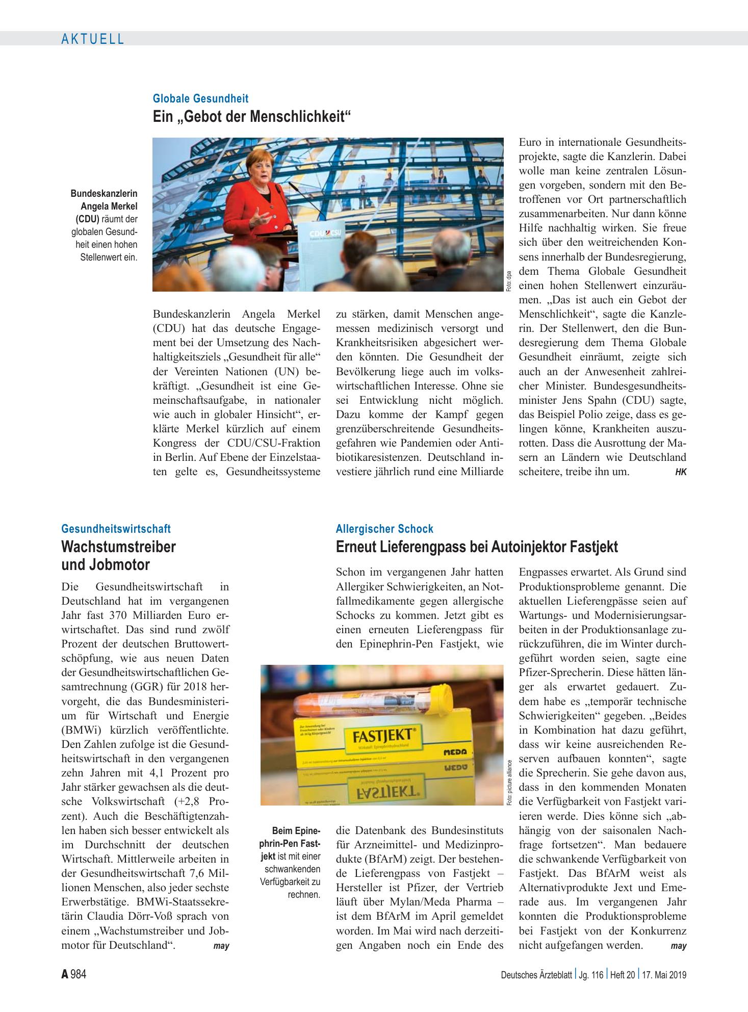 Vorschauseite 1: Globale Gesundheit: Ein „Gebot der Menschlichkeit“ – Deutsches Ärzteblatt